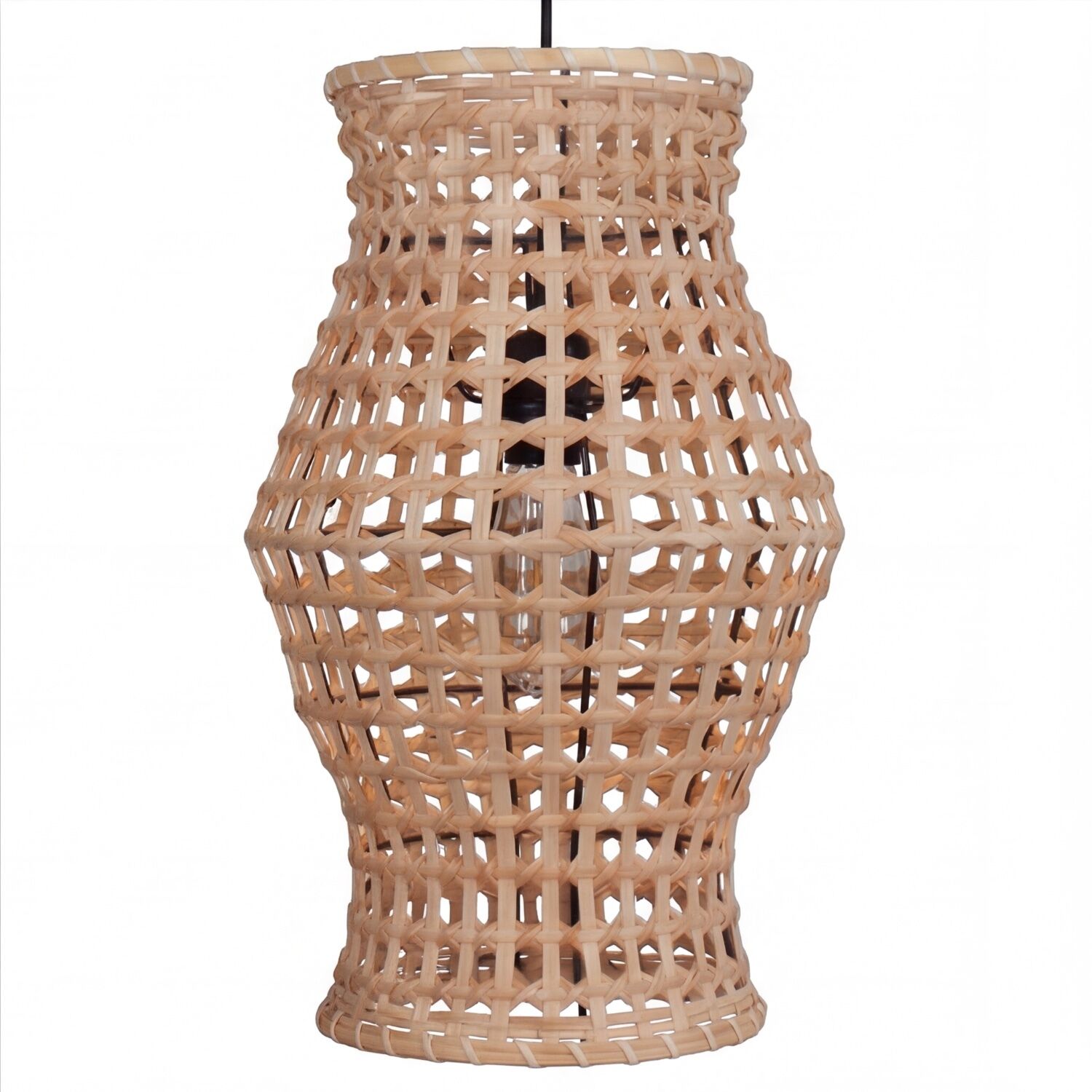 lampenschirm, gewebt, rattan, korb, vasenform