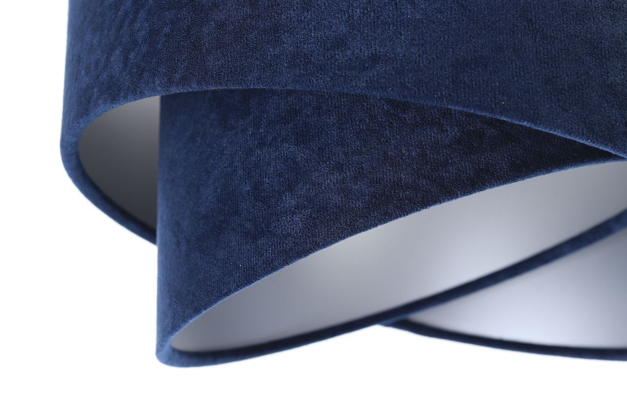 Suspension Tissu aspect velours 3x E27 Blanc Bleu Argent