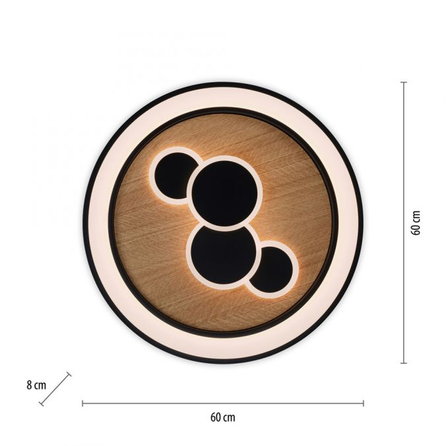 LED Deckenlampe rund Holz Schwarz Serienschalter 3000 K LED Deckenlampe rund Holz Schwarz Serienschalter 3000 K