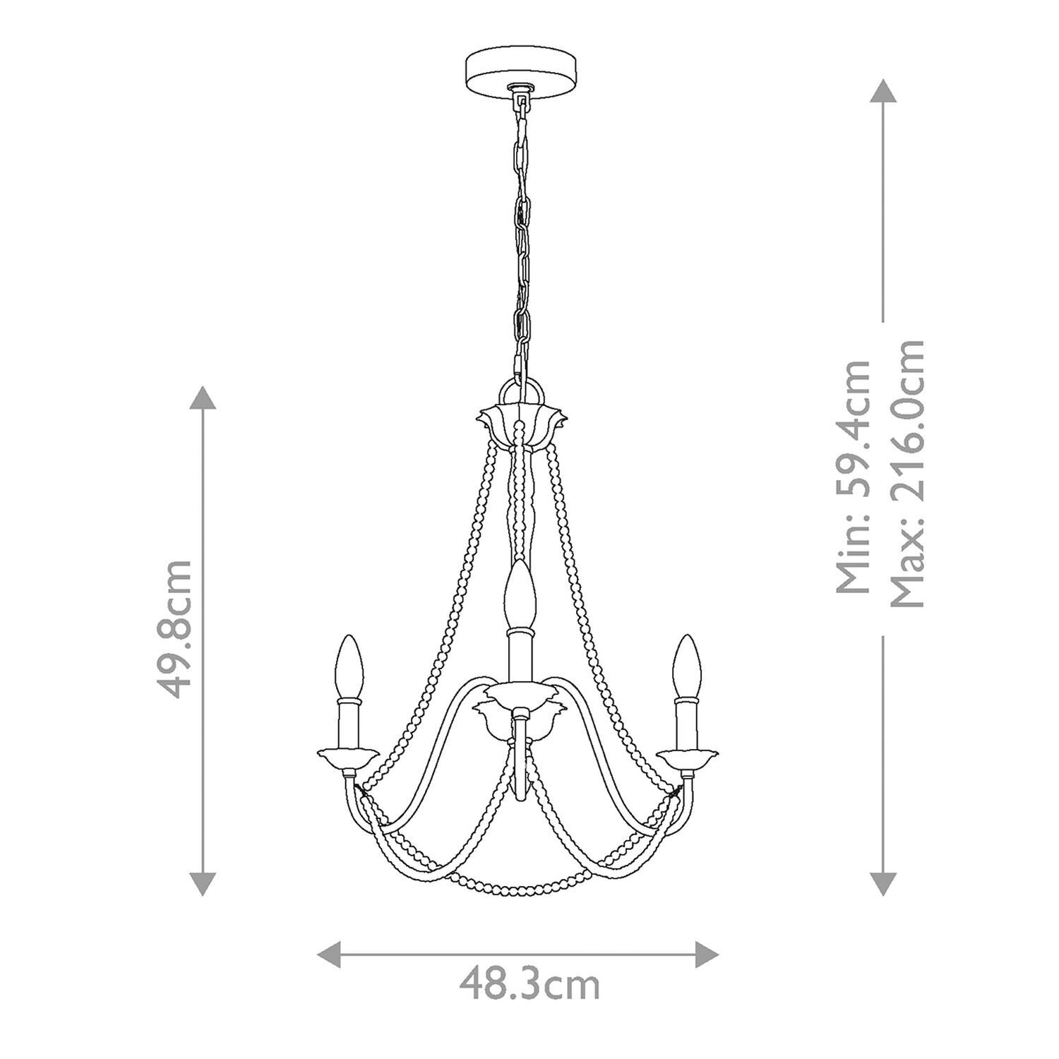 Kronleuchter Shabby Chic Ø 48,3 cm H: max. 216 cm Grau antik