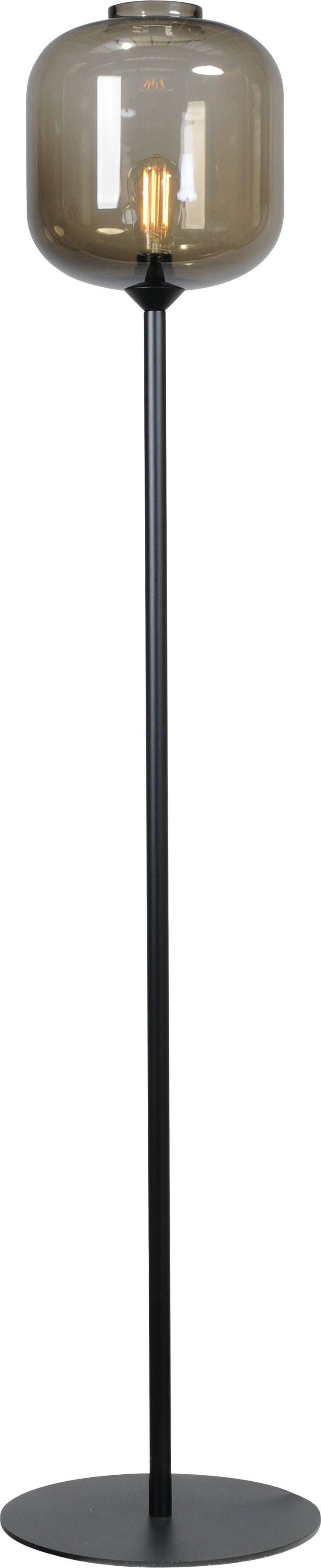 Lampadaire verre fumé métal 165 cm noir ELYA