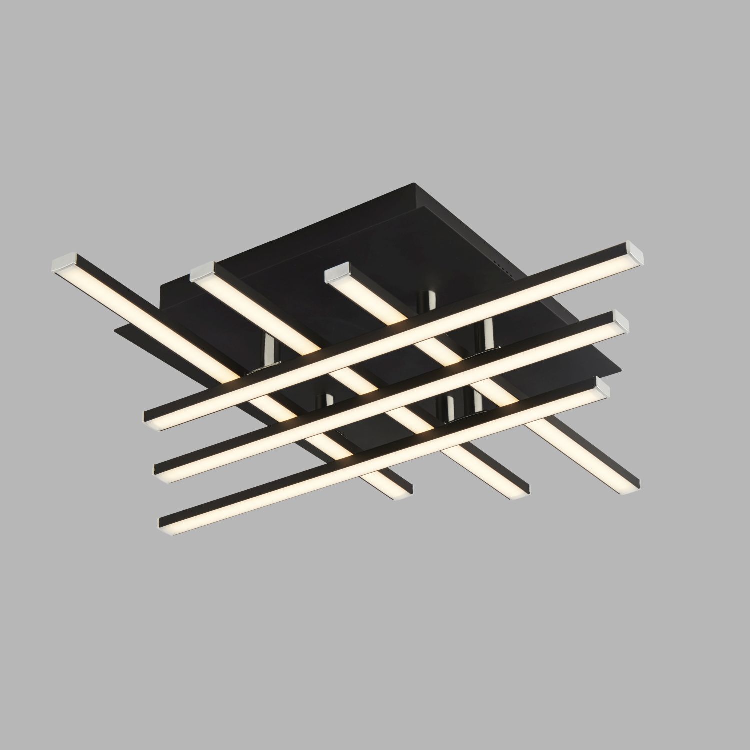 LED Deckenleuchte Metall B: 45,5 cm Schwarz Chrom 3000 K LED Deckenleuchte Metall B: 45,5 cm Schwarz Chrom 3000 K