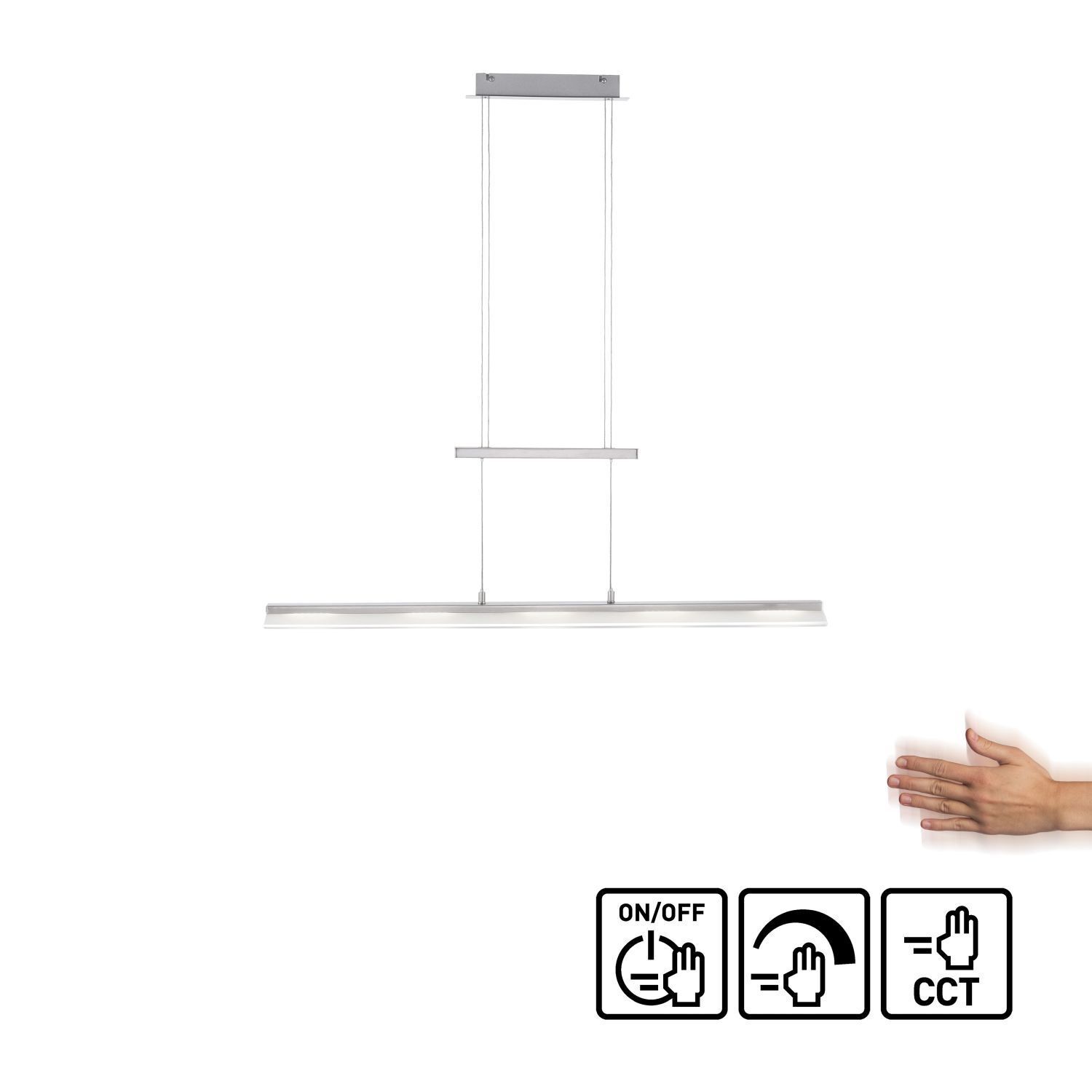 LED Pendelleuchte dimmbar Metall 100 cm 450 lm in Stahl Ablage, Baby, Person