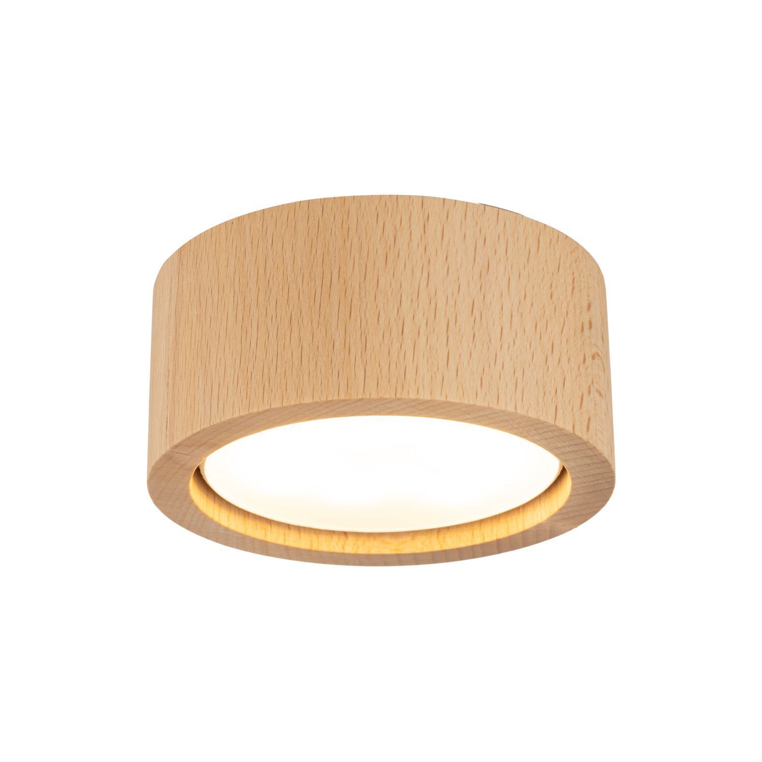 Deckenlampe rund Ø 9,5 cm H: 4,5 cm Aufputz GX53 Holz Deckenleuchte