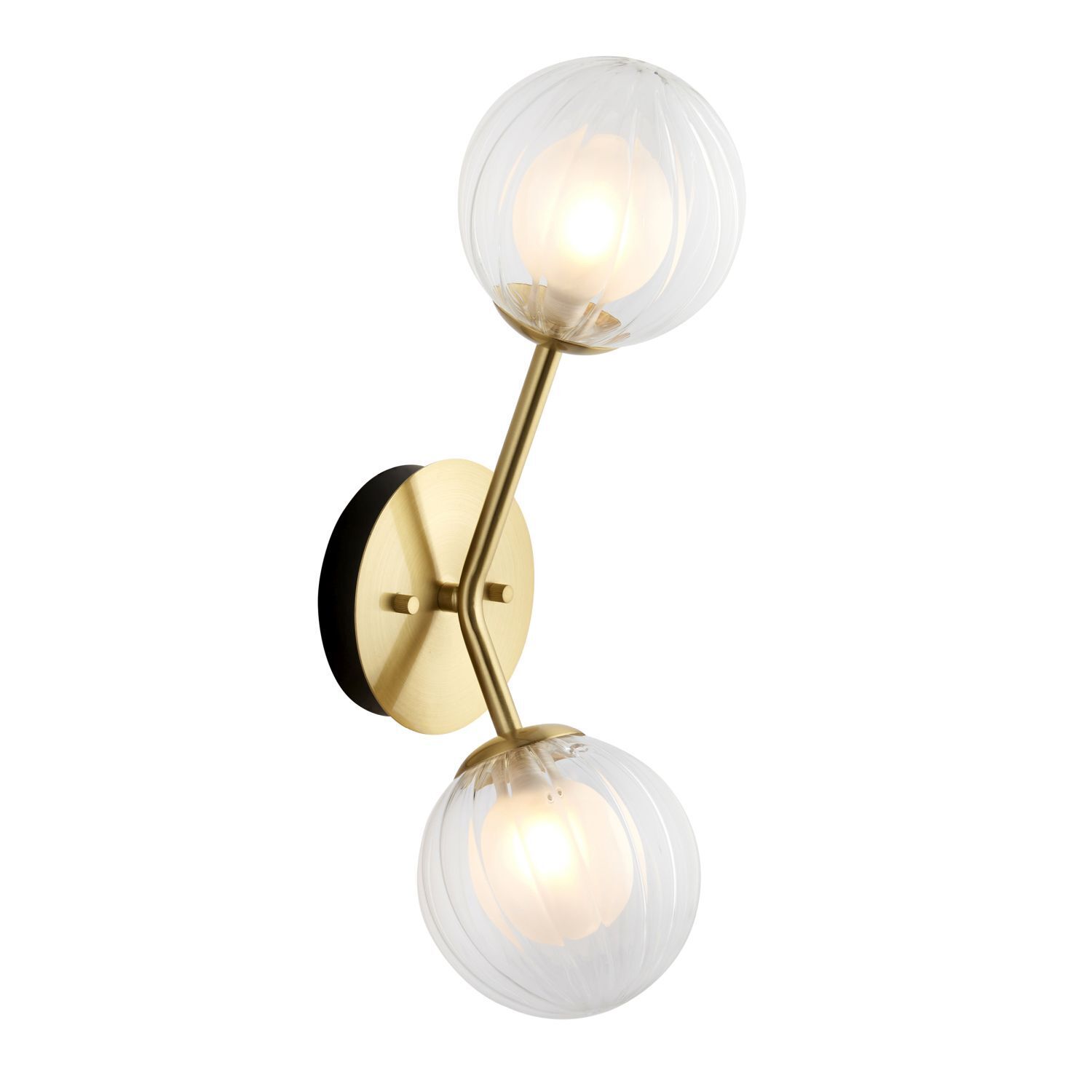 Applique verre métal hauteur 40 cm en laiton blanc 2x G9 sphère