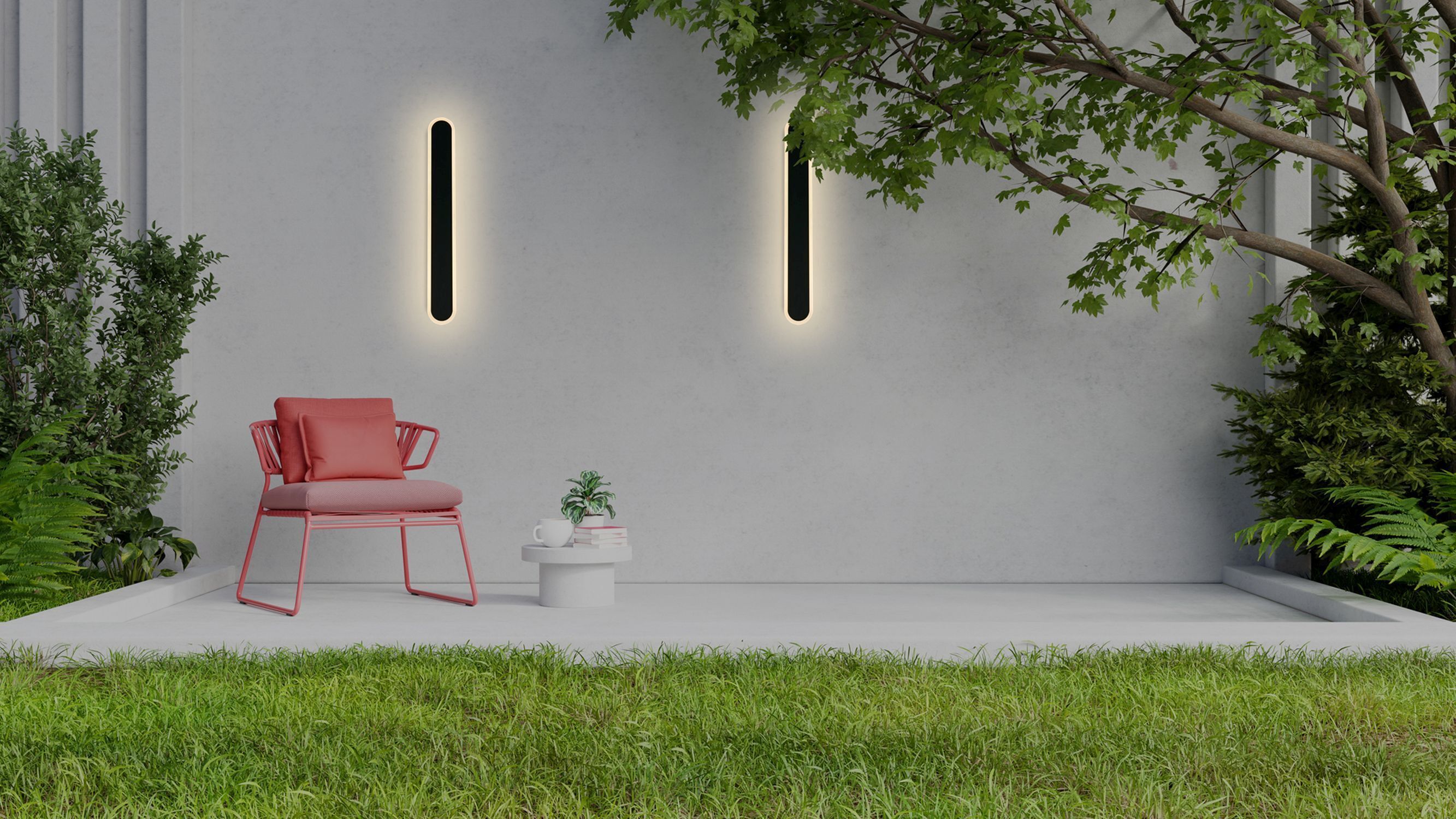 Gras, Rasen, Hinterhof, Mobiliar, Baum