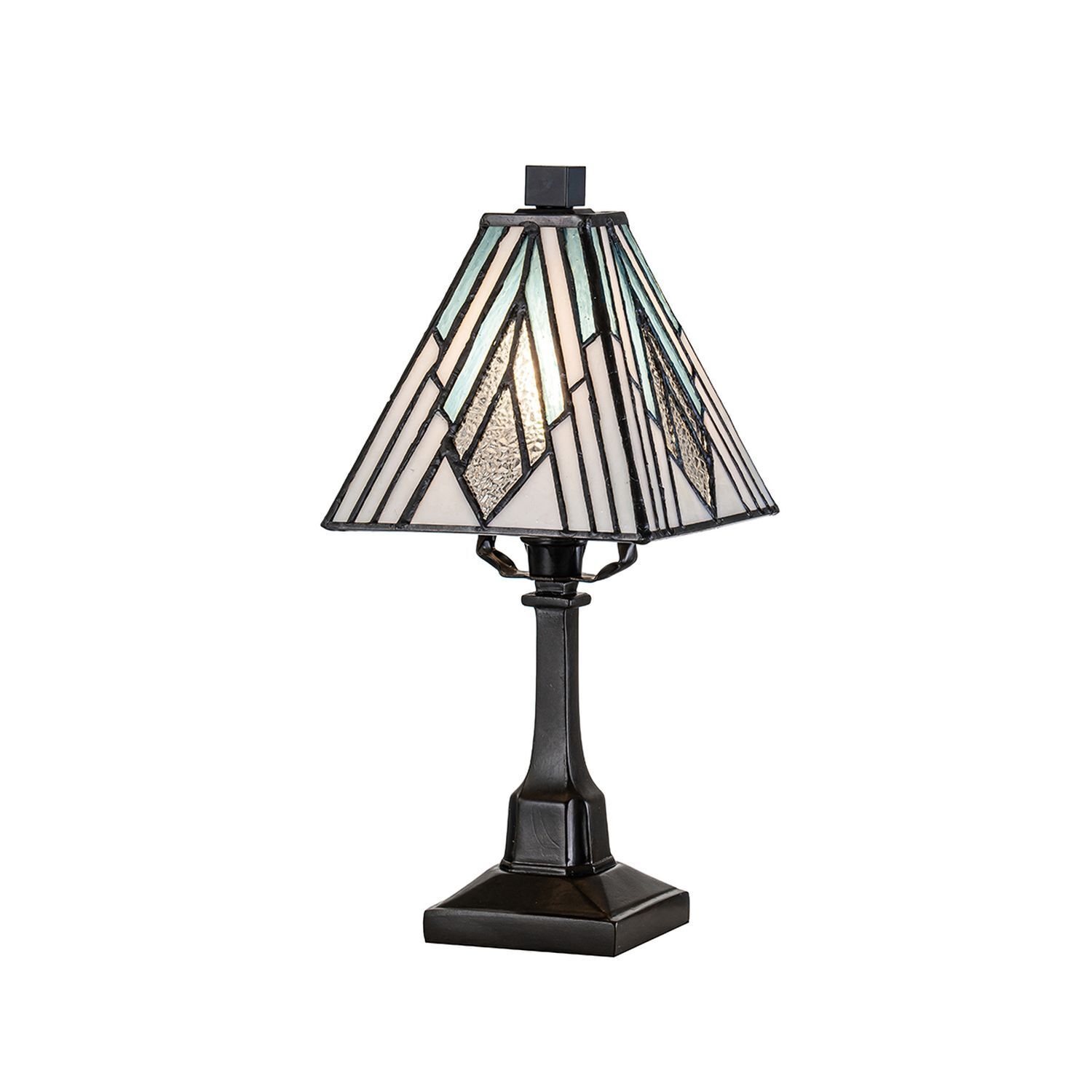 Tischlampe Tiffany Stil E27 Buntglas Metall klein H: 32 cm