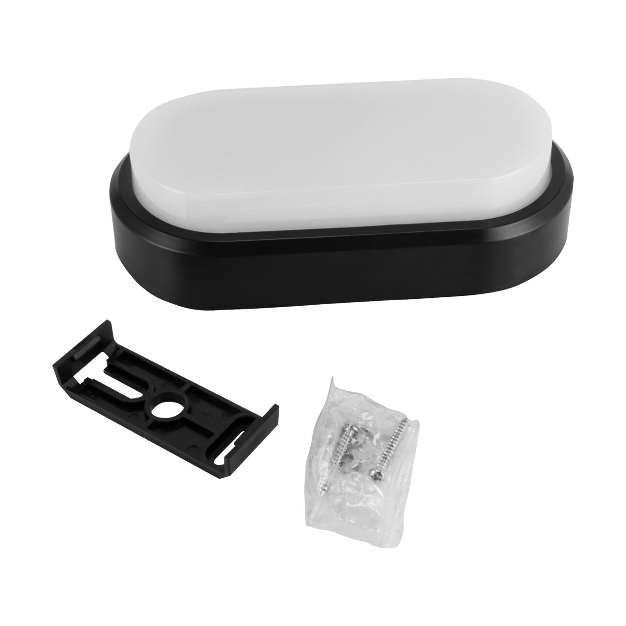 Lampe de plafonnier extérieur LED noir blanc IP65 4100 K ovale