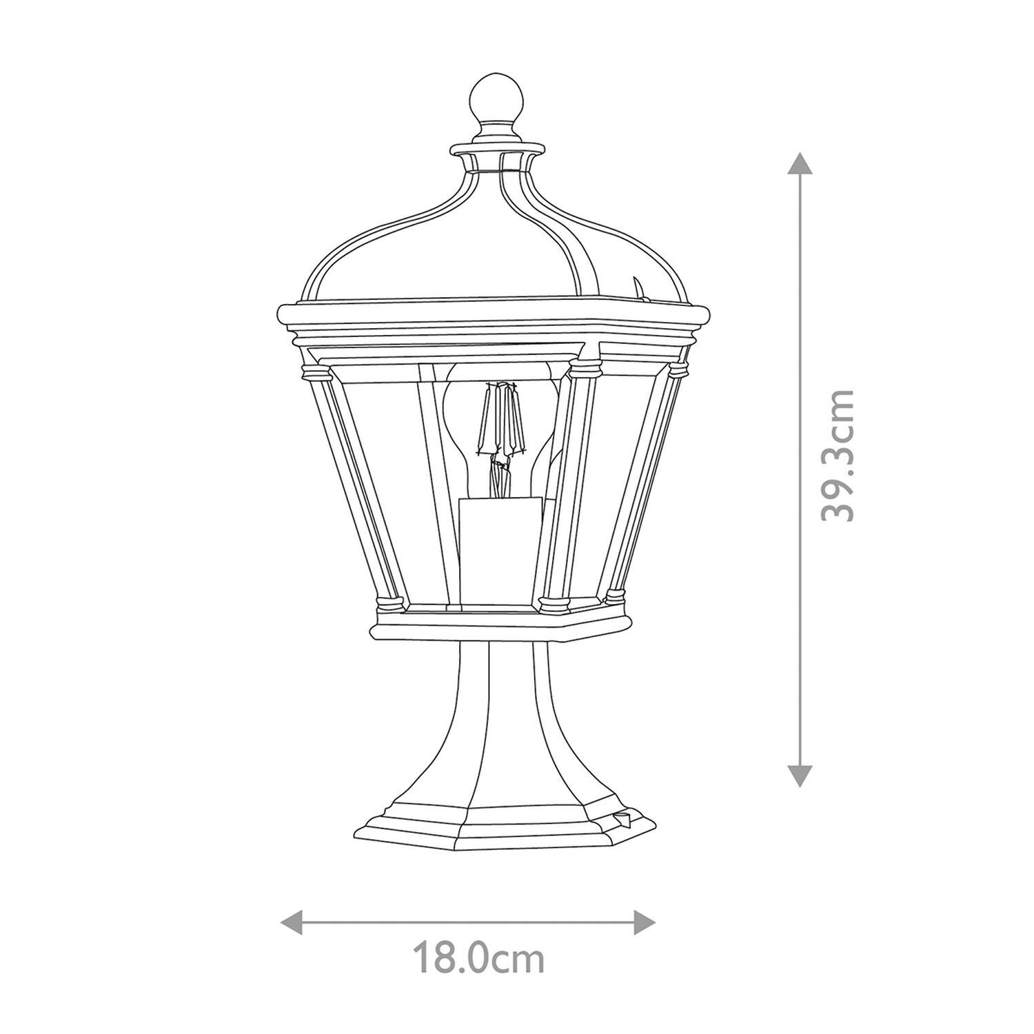Sockelleuchte 39,3 cm IP44 Schwarz E27 Garten Weg Laterne, Gartenleuchte, Konsolengartenleuchte, Metallrahmen, Glühbirne