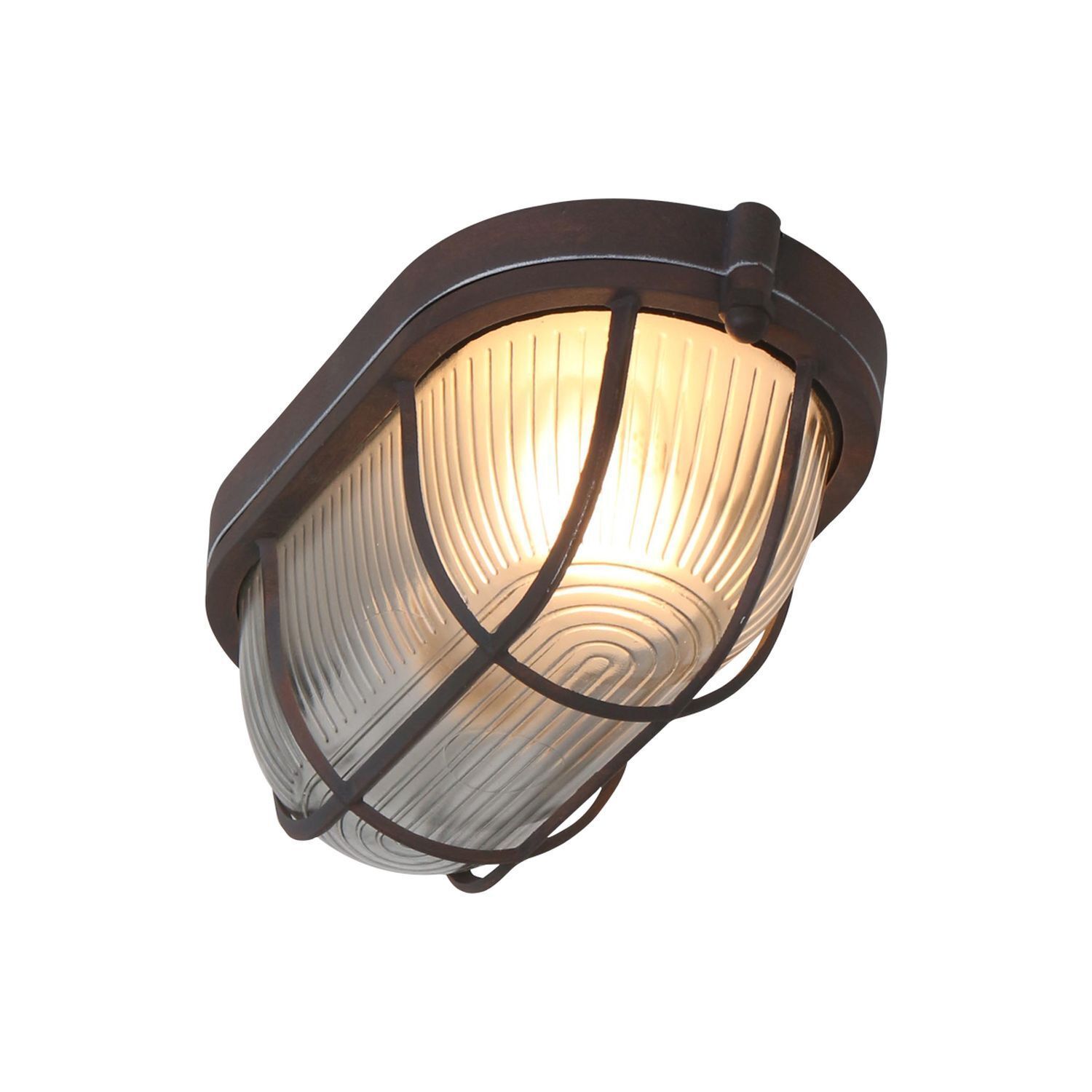 Deckenlampe Riffelglas Metall Braun L:21 cm Industrie