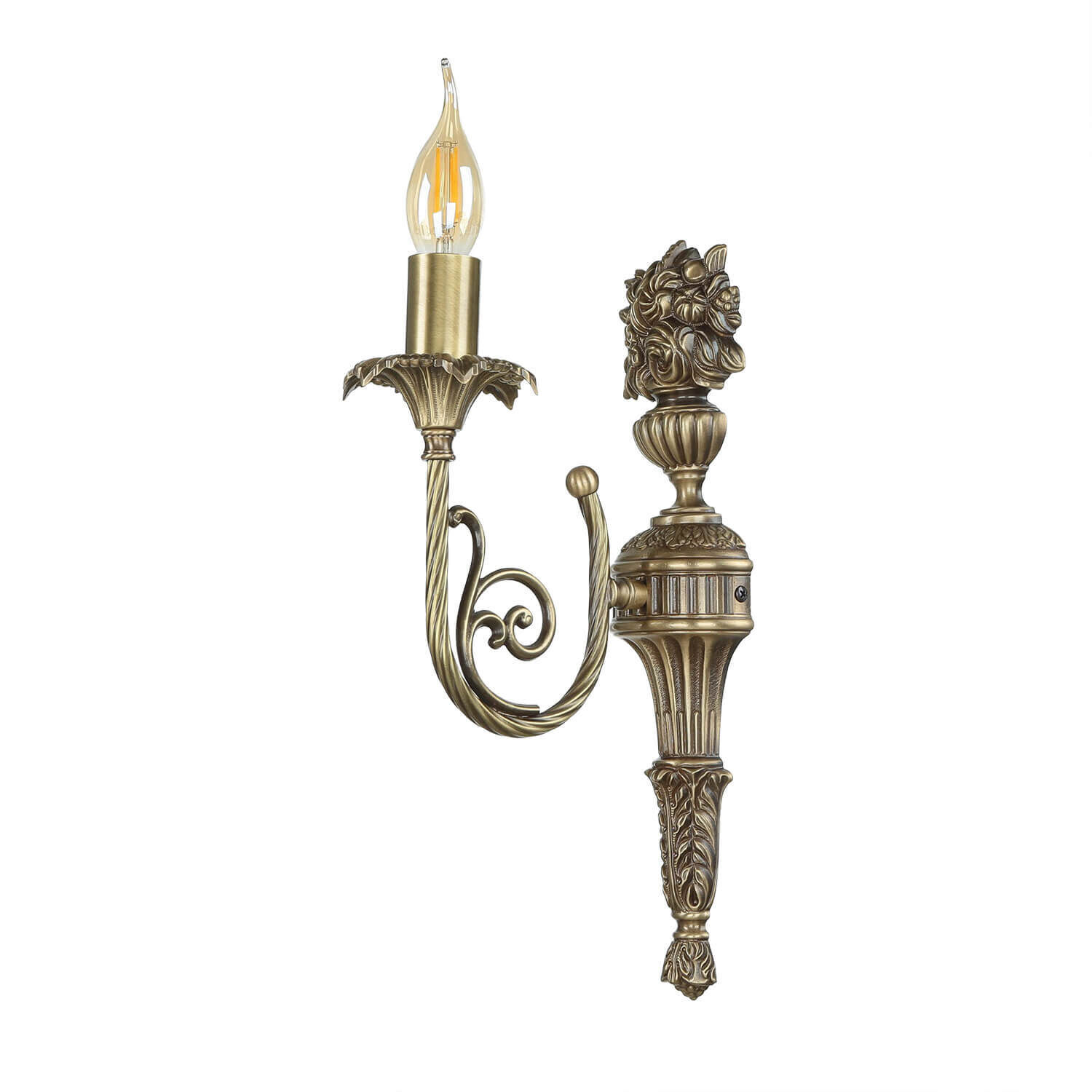 Premium Wandlampe Echt-Messing in Bronze Klassisch Bronze, Kerze