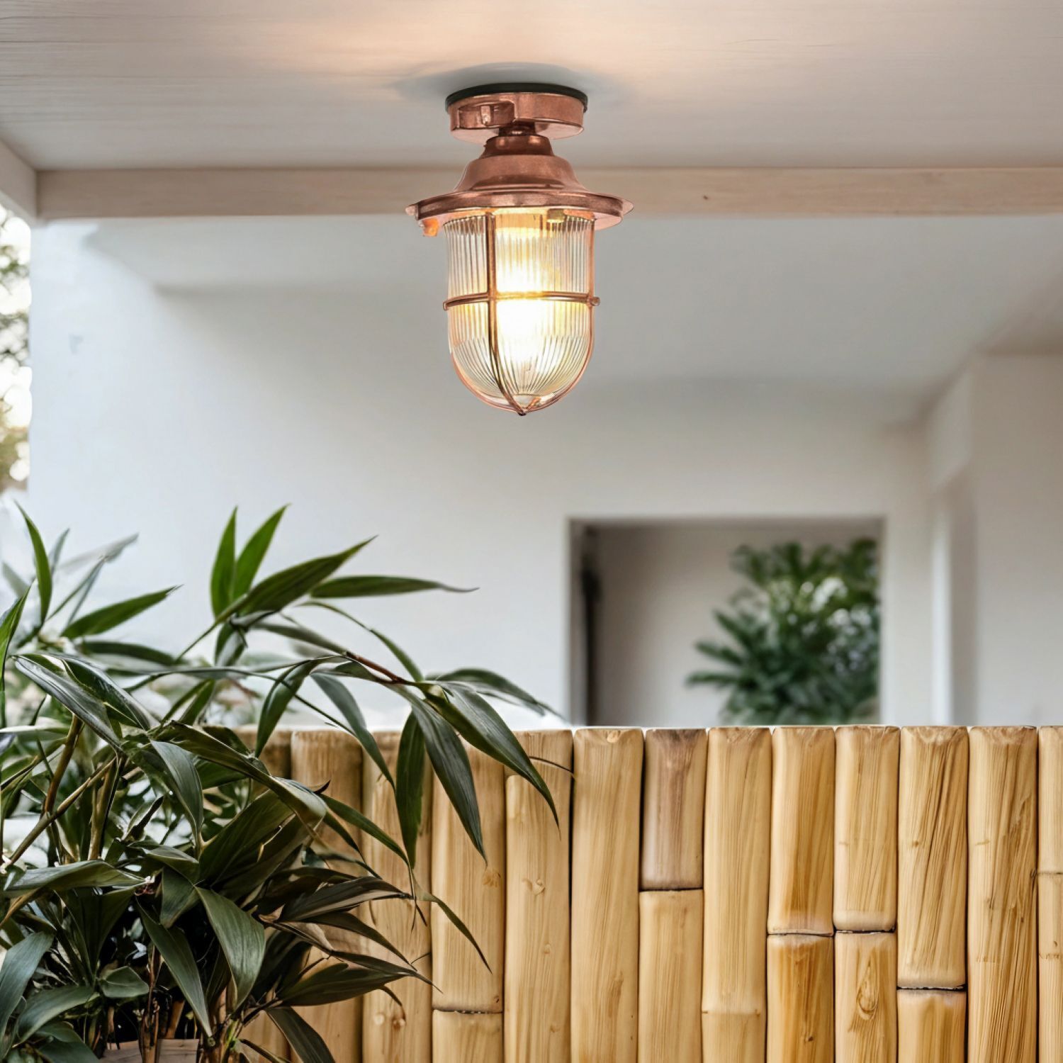 Außenleuchte Glas Echt-Messing E27 IP54 Ø 16 cm rund