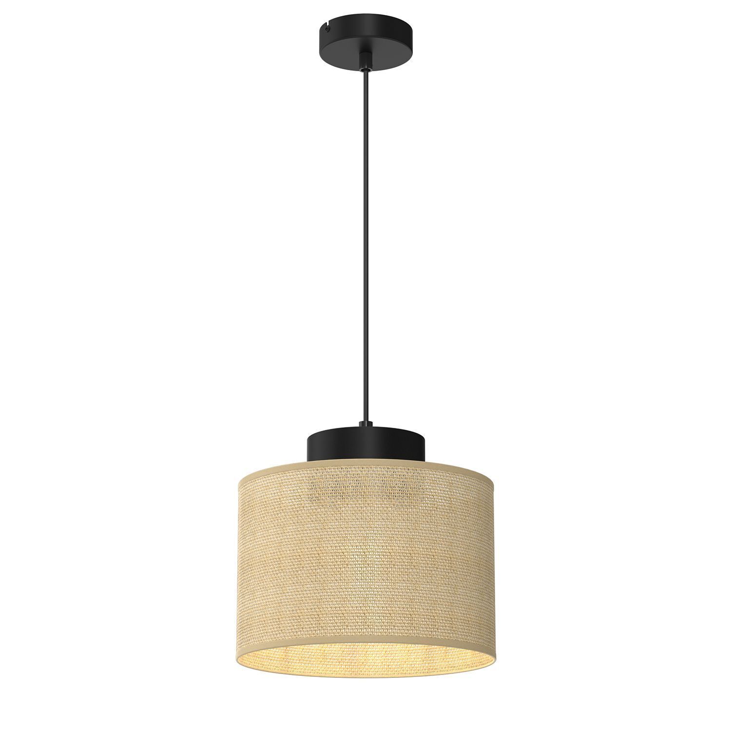 Hängelampe Jute Metall Ø25 cm rund E27 natürlich
