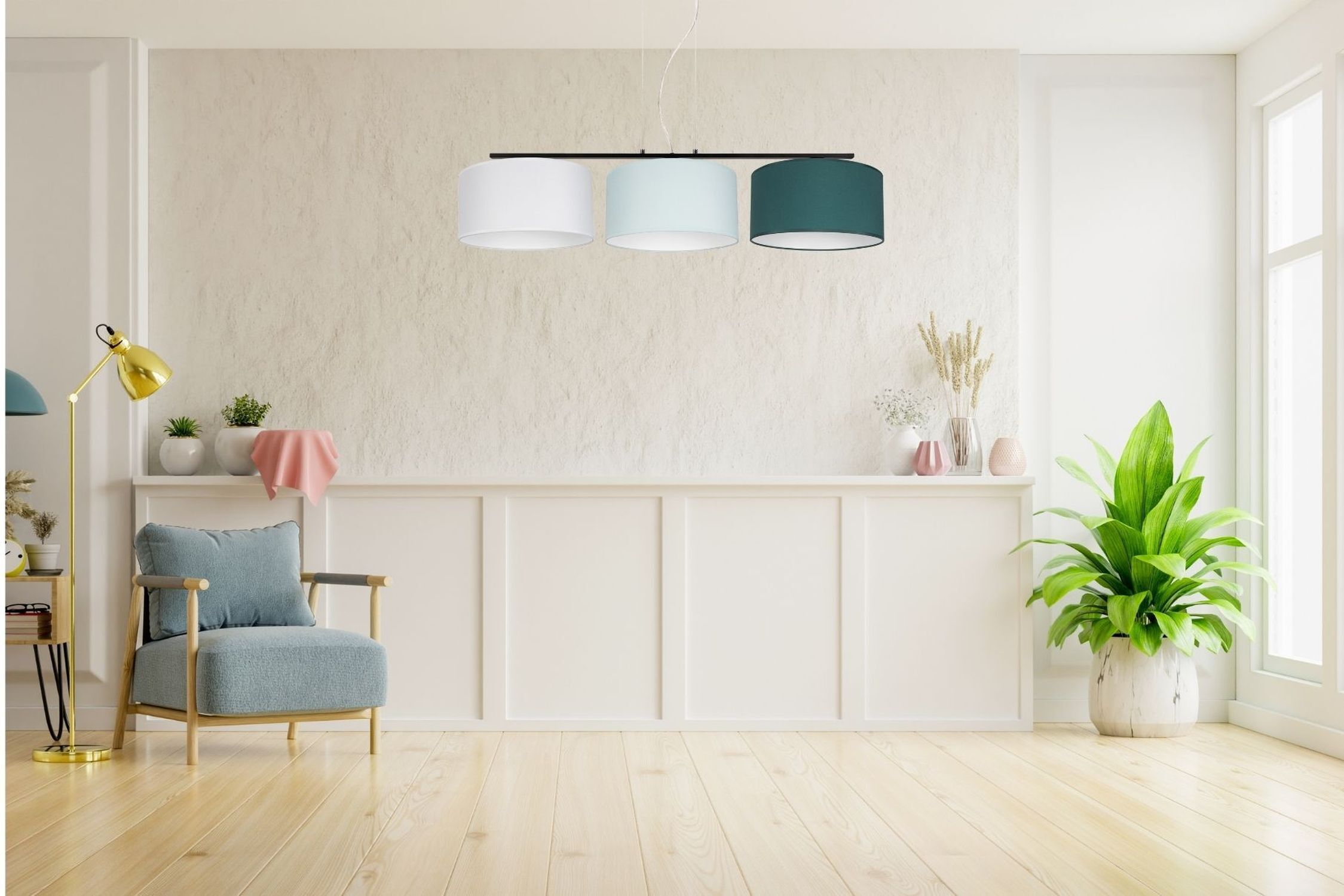 Suspension confortable Tissu Blanc Menthe Vert L:100 cm Innenarchitektur, Pflanze, Dekoration für Zuhause, Fußboden, Pflanzgefäß