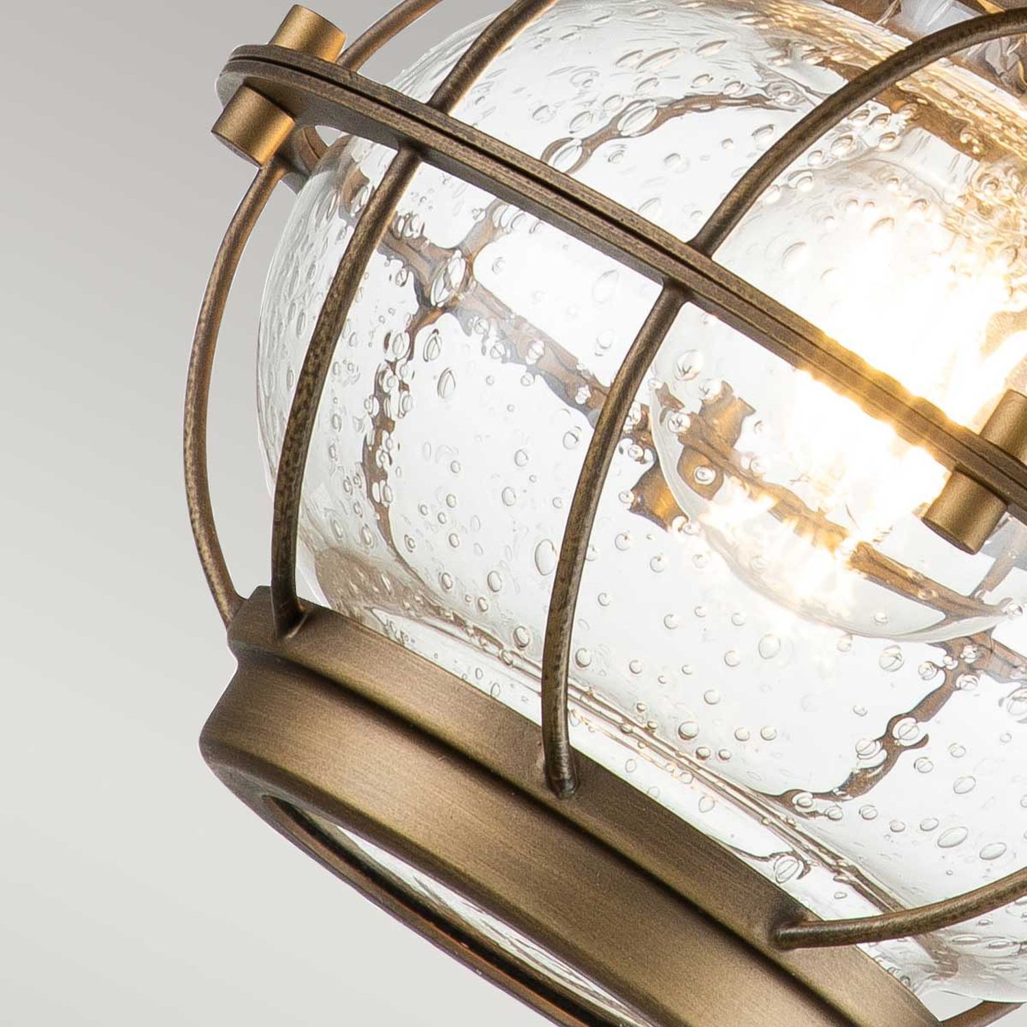 Außen Wandlampe Vintage IP44 33,4 cm hoch wetterfest Wandlampe, Glas, Bronze, Wasserbläschen, Käfig-Design