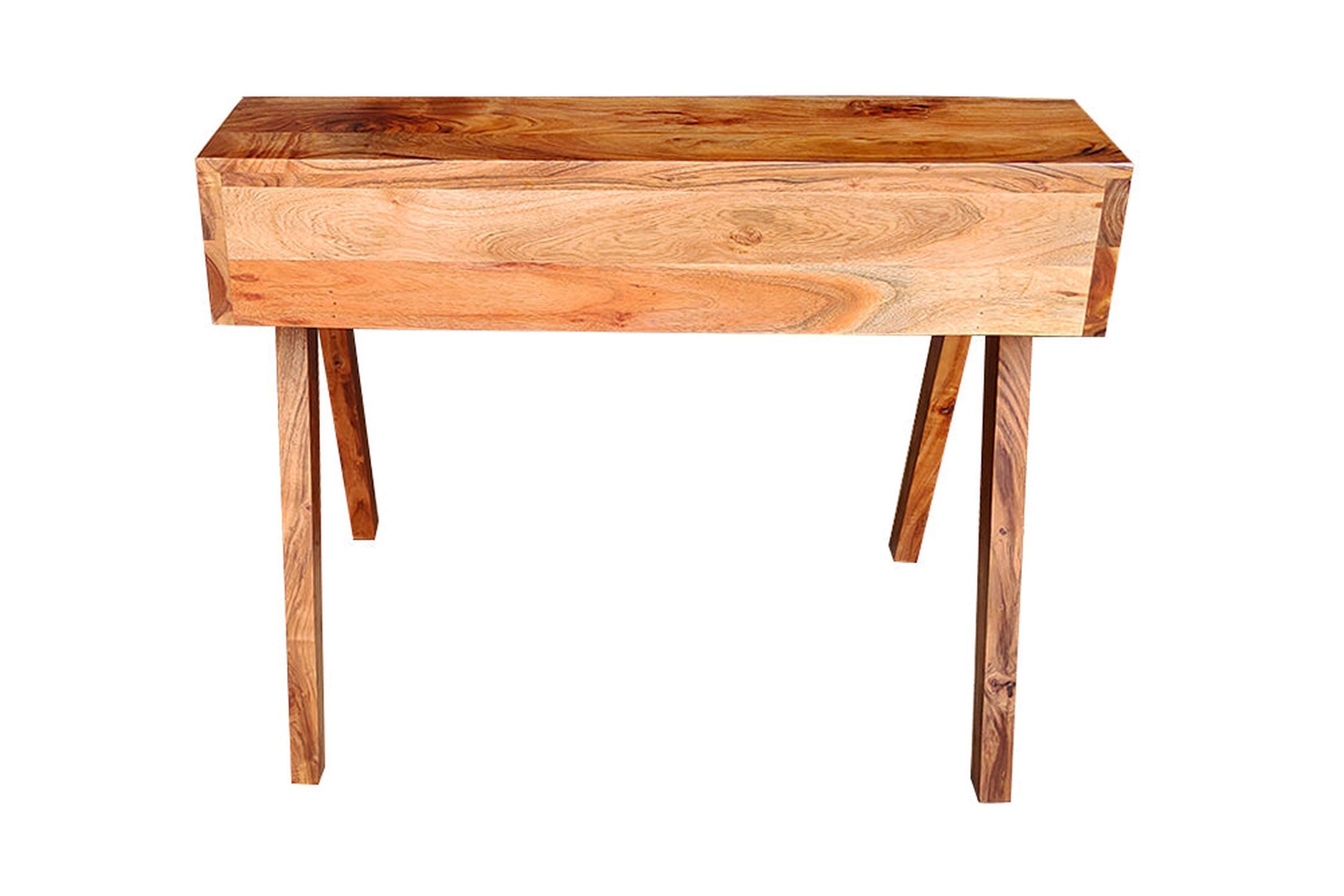 Bureau avec tiroir en bois d'acacia naturel 100x84 cm Moebel, Tabelle, Schreibtisch, Holz, Schublade