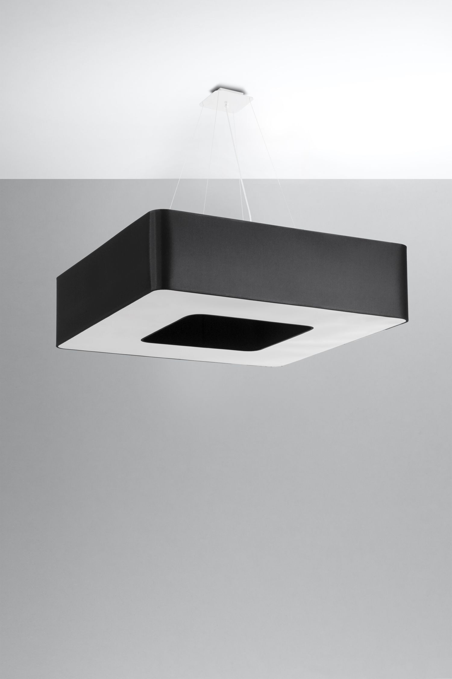 Hängeleuchte Schwarz 80 cm breit Stoff 8x E27 eckig