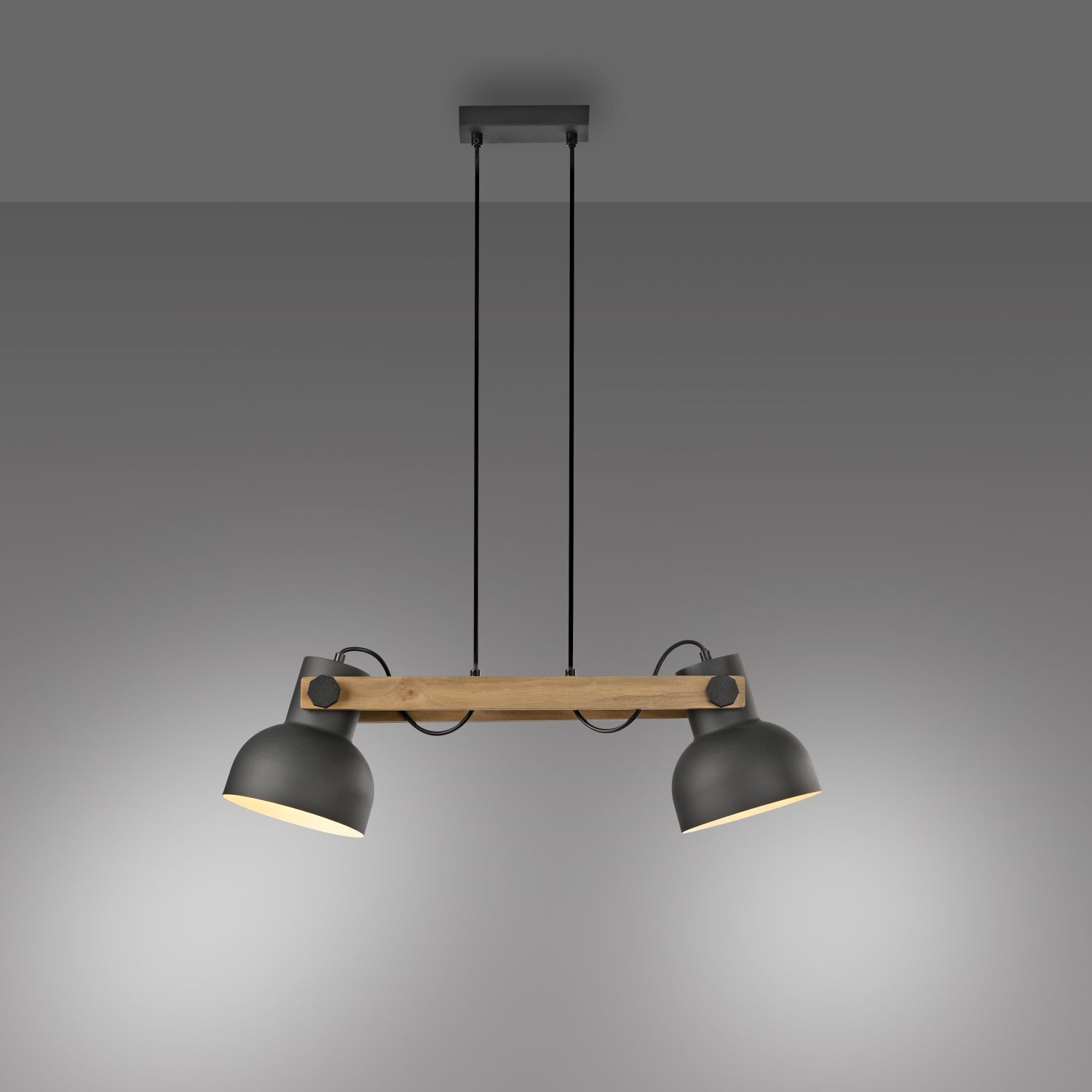Industrial Pendelleuchte Holz Metall E27 flexibel Leuchte, Lampe, Kronleuchter