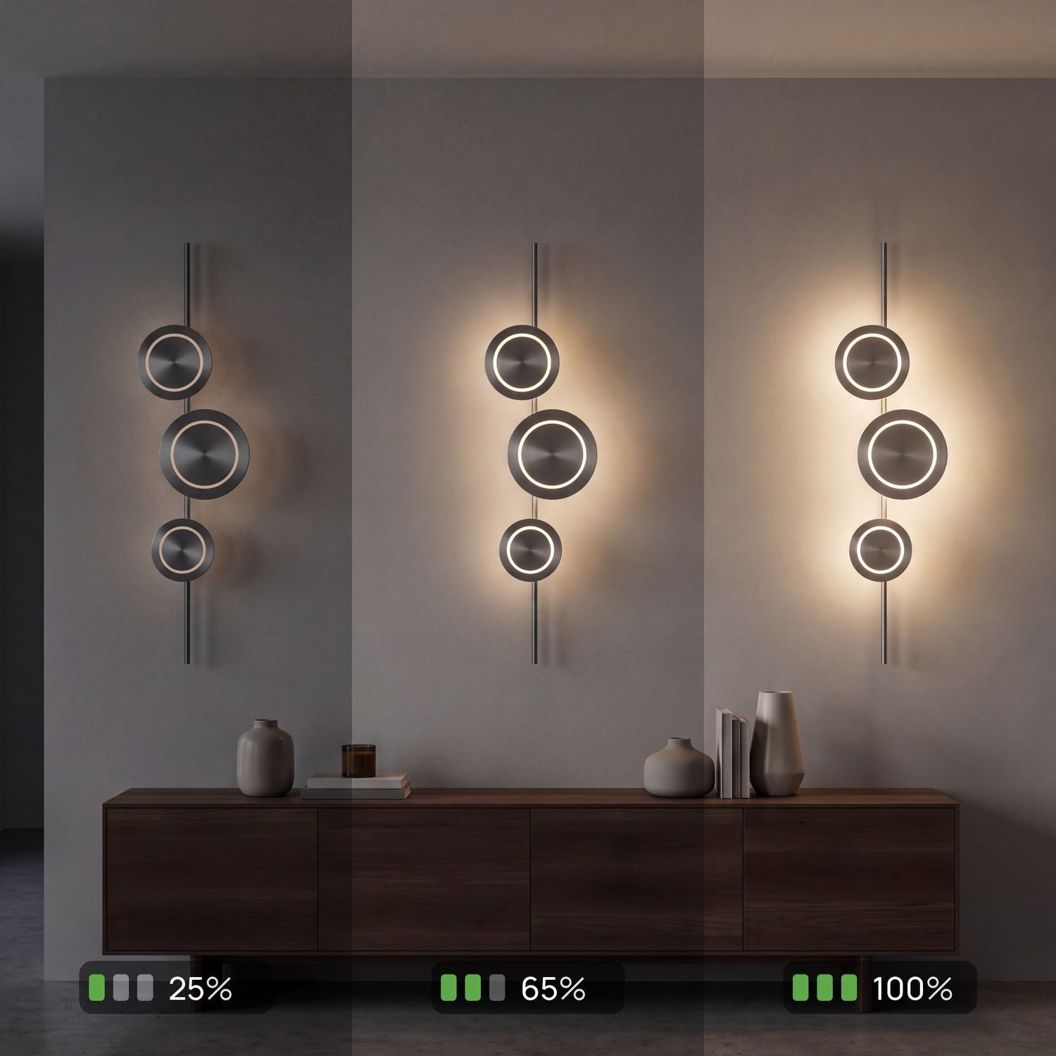 wandlampe-wohnzimmer-esszimmer-schlafzimmer-flur-innen-metall-modern-3-flammig-dimmbar-silber-le127812-6 Wandleuchte, Wandlampe, modern, Kreis-Lampe, Hängende Wandlampe