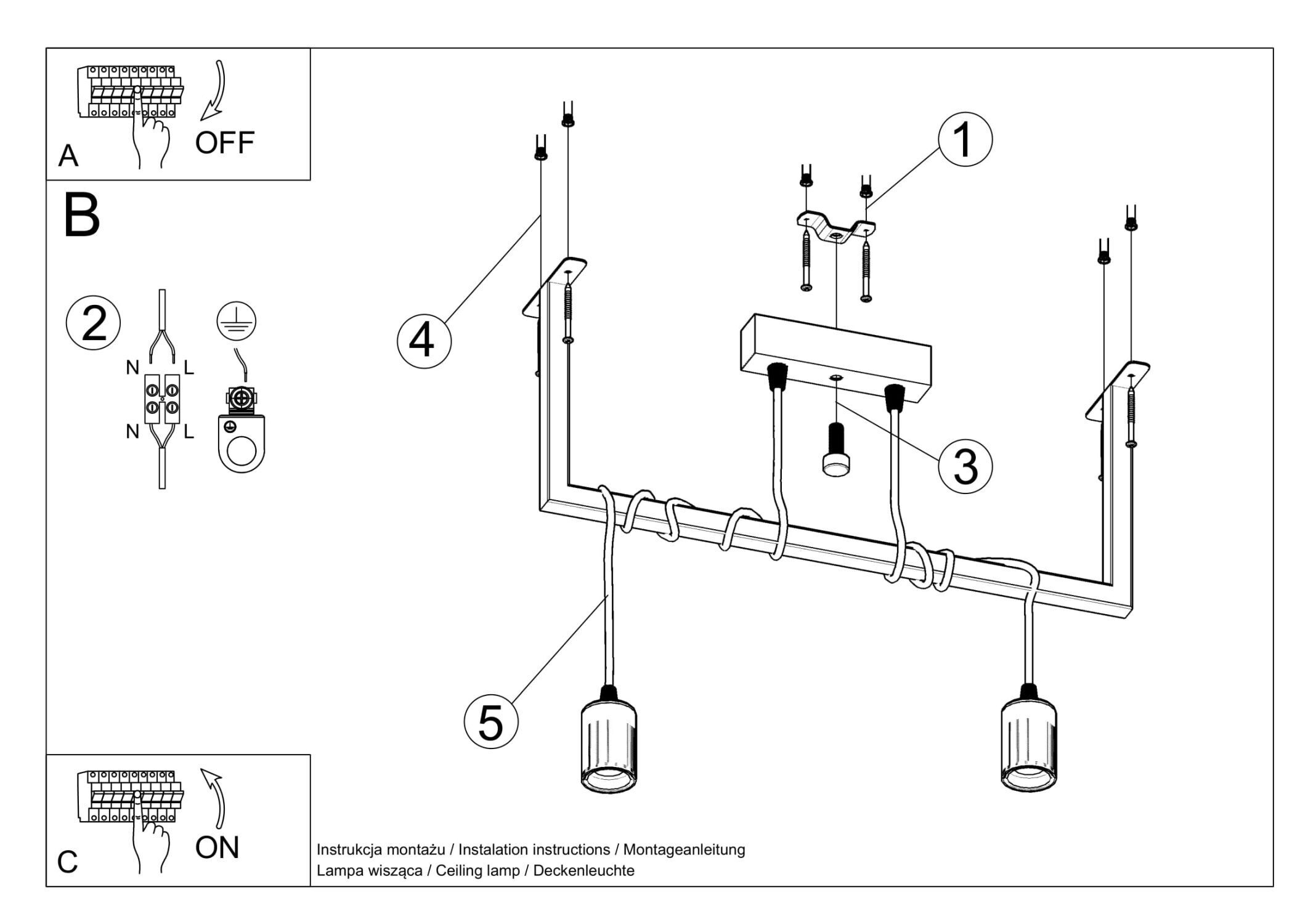Hängelampe Schwarz verstellbar bis 150 cm E27