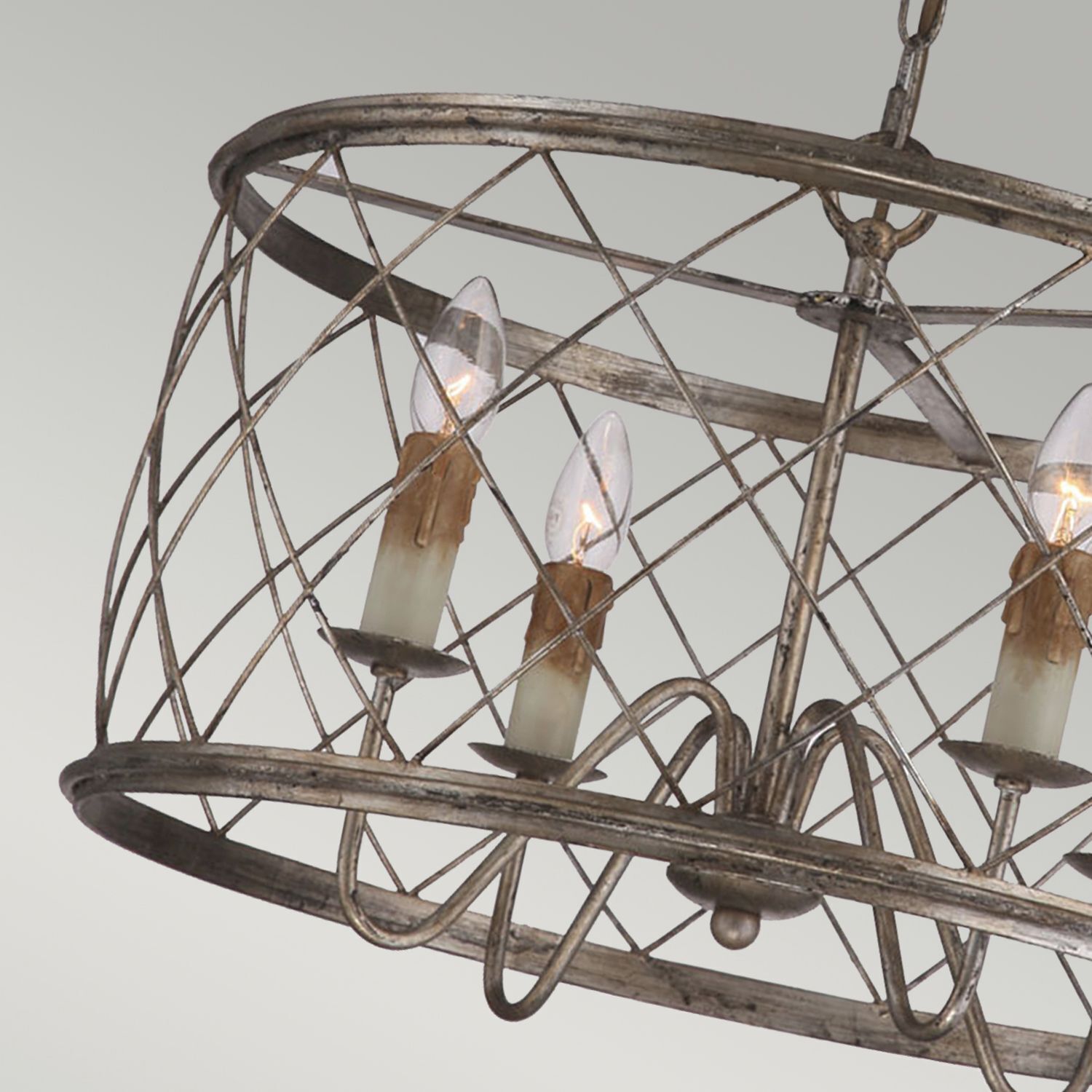 Lampe à suspendre en métal argenté antique Ø53cm Industrial