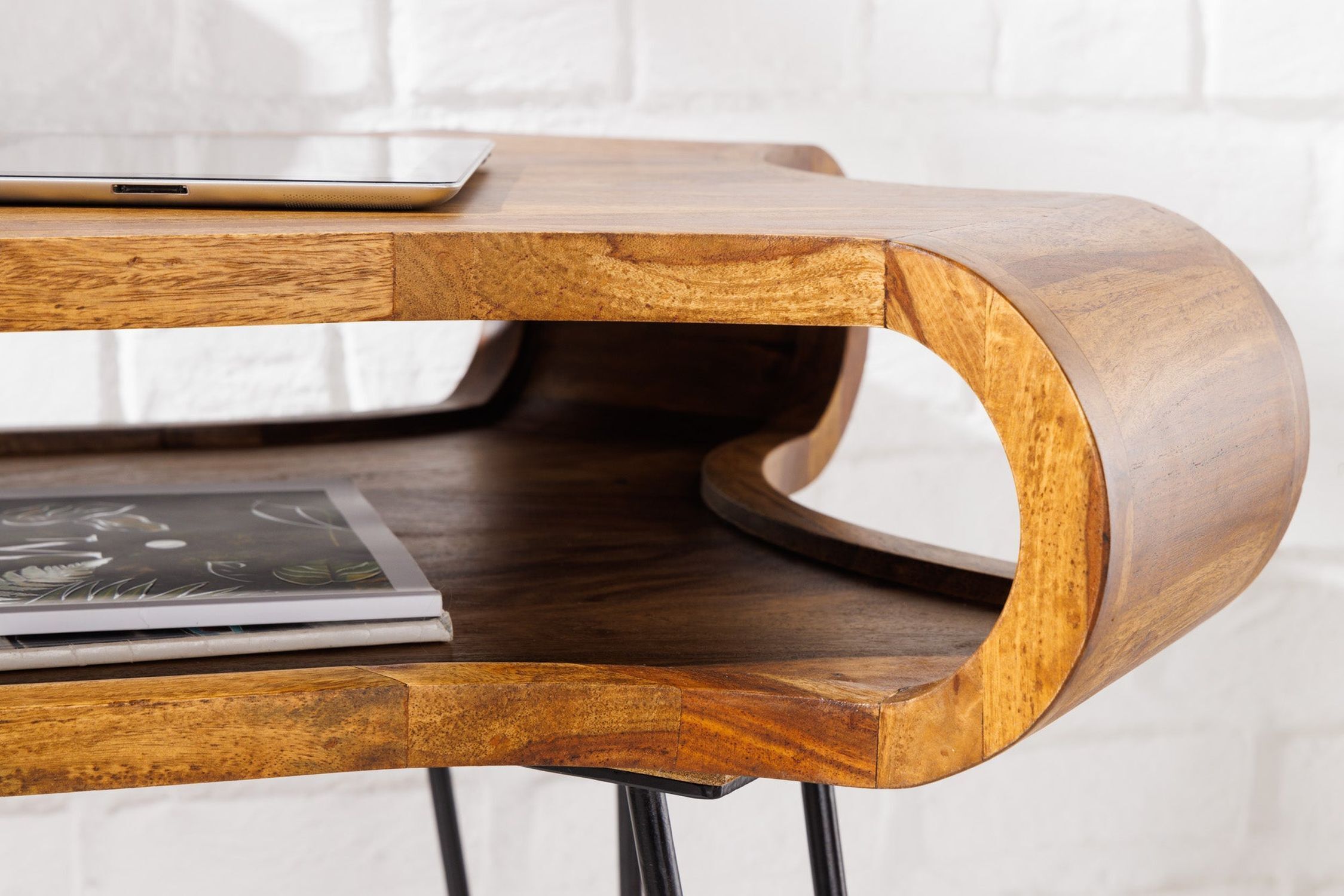 Bureau bois de sheesham métal 120 x 78 cm Hartholz, Holz, Gebeiztes Holz, Tabelle, Kaffeetisch