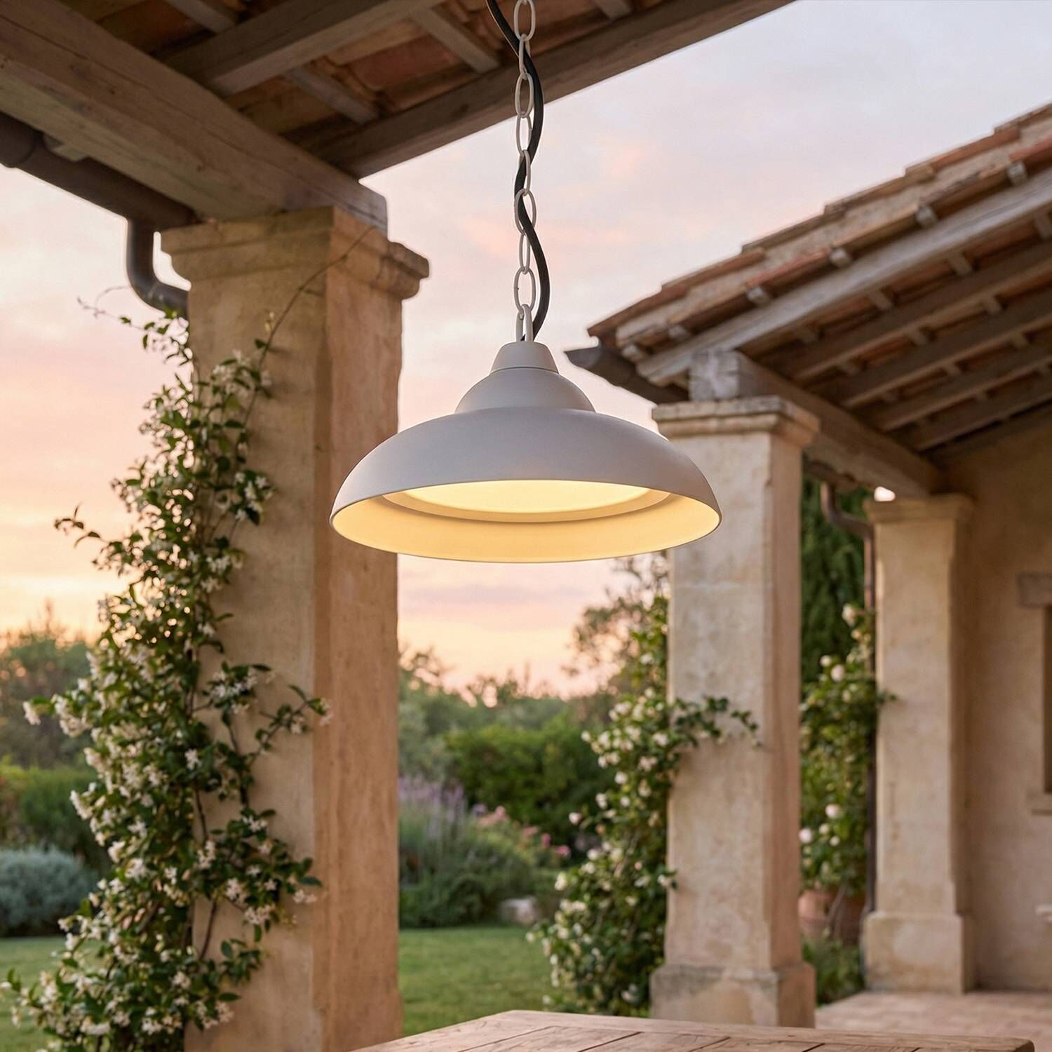 LED Außenlampe Weiß IP54 B:25 cm 1200 lm 3000K hängelampe, außenbereich, einfache lampe, metallisch, kette