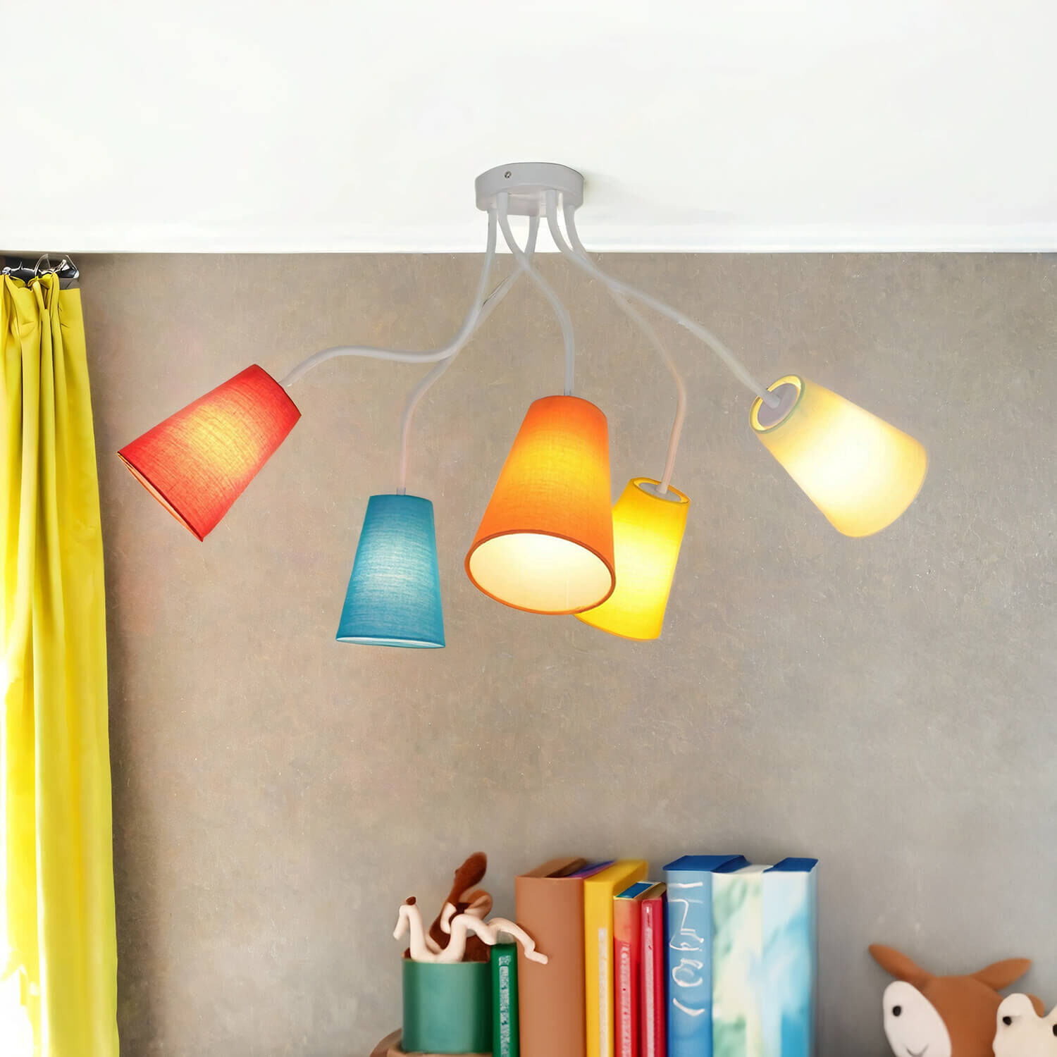 Bunte Deckenlampe Kinderzimmer flexible Arme 5flmg Lampe