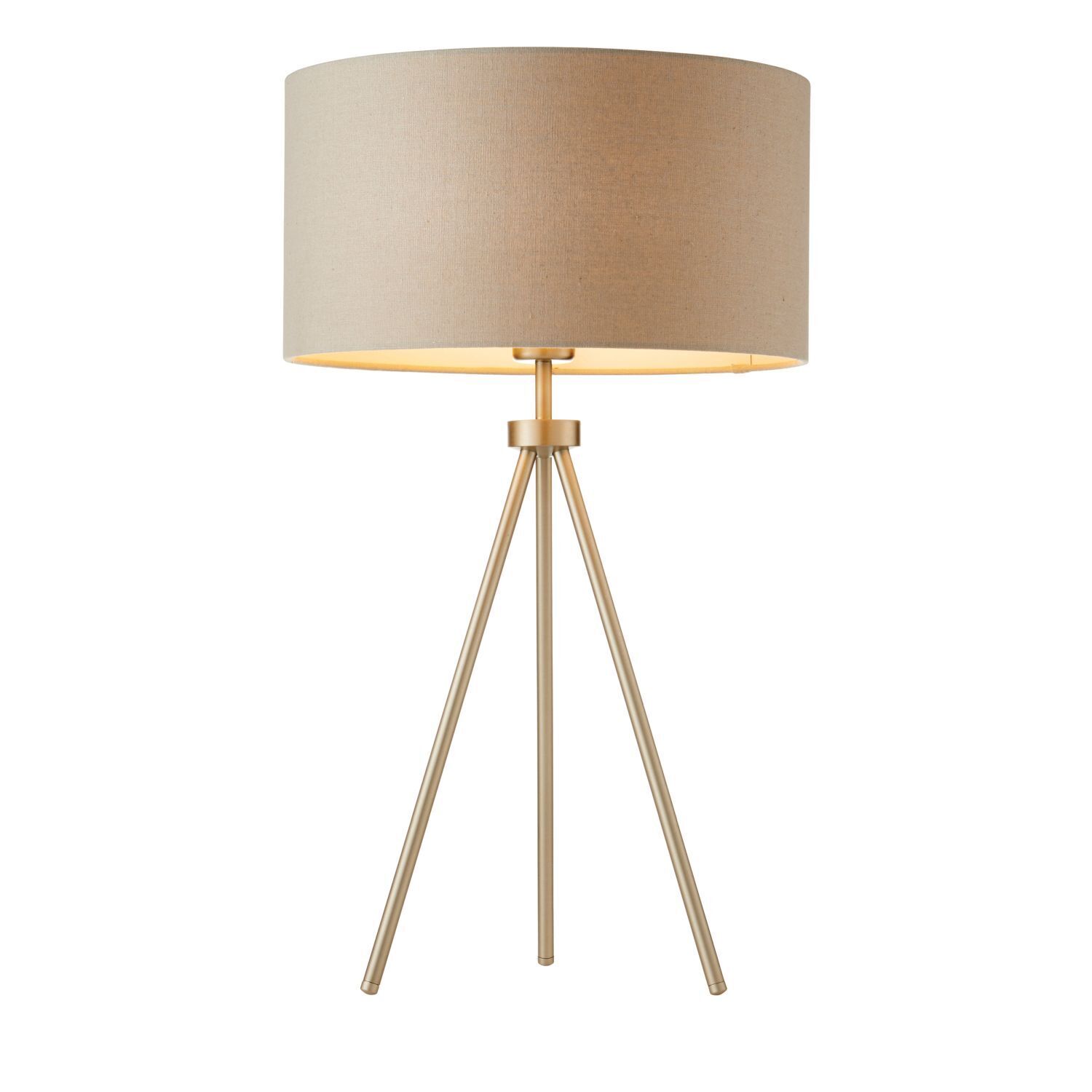 Lampe de table tripode métal tissu 60 cm nickel gris rétro E27