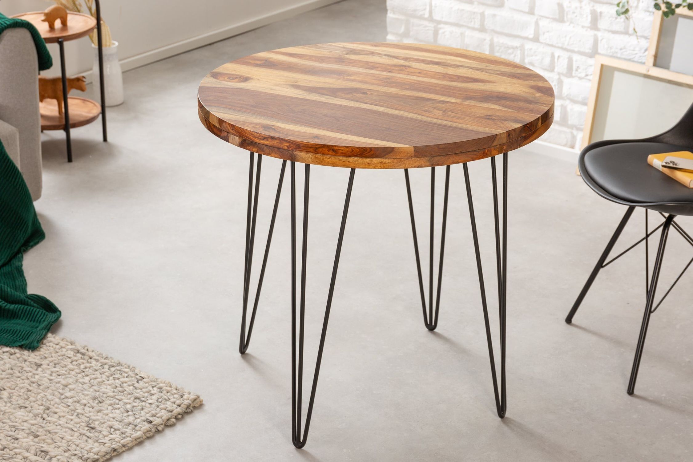 Table de salle à manger en bois de Sheesham massif 80 x 80 cm