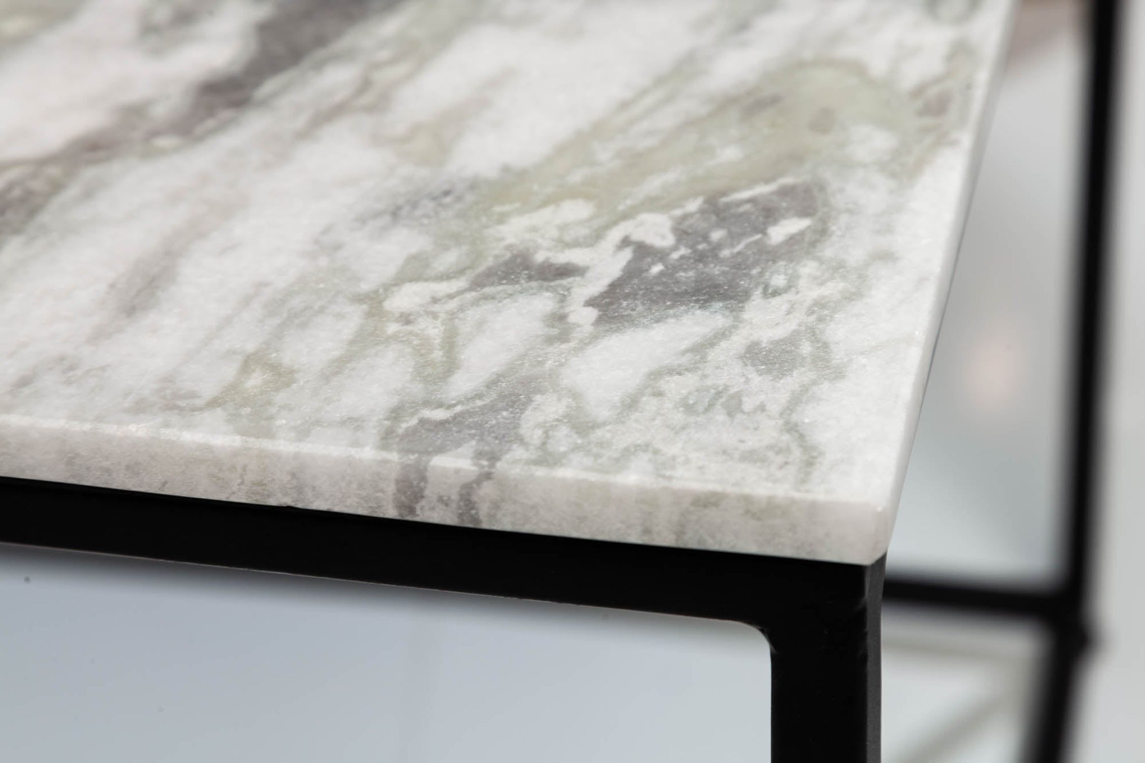 Couchtisch Marmor Metall in Weiß Schwarz 50 x 50 cm Moebel, Tabelle, Tischplatte, Fußboden, Marmor