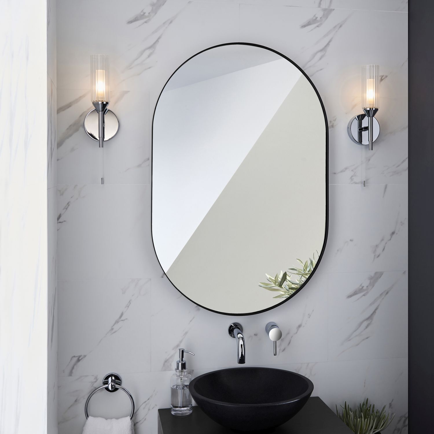 Applique murale avec interrupteur IP44 chrome blanc verre métal salle de bain G9
