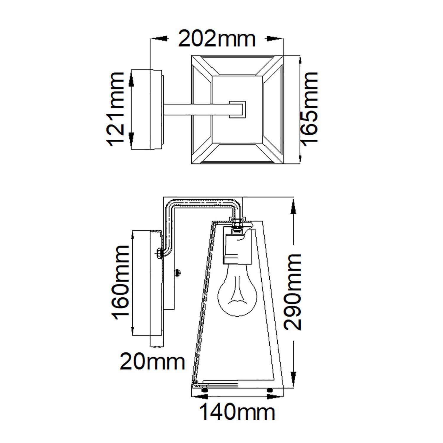 Lampe d'extérieur mur 29 cm de haut verre aluminium E27 IP44