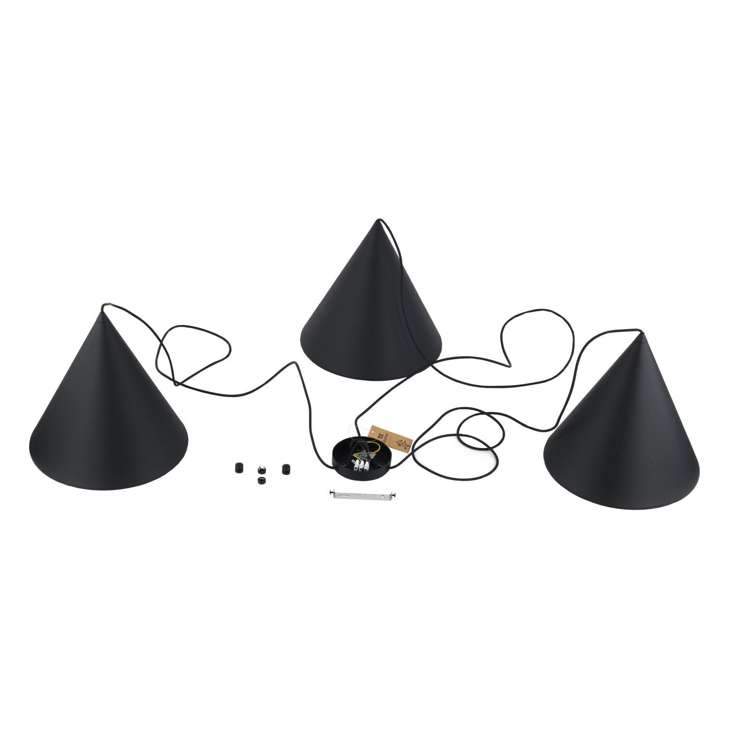 Suspension Noir XXL ajustable 3-flamme E27 CODY