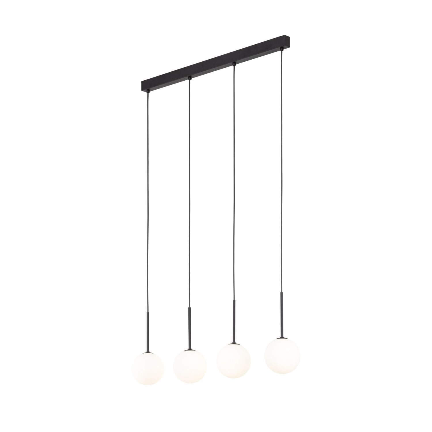 Hängeleuchte Metall Glas L: 78 cm Schwarz Weiß 4x G9 Leuchter, Lampe