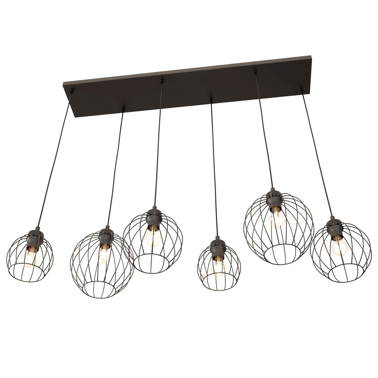 Suspension noire E27 métal 6 flammes L:125 cm Leuchter, Lampe, Leuchte