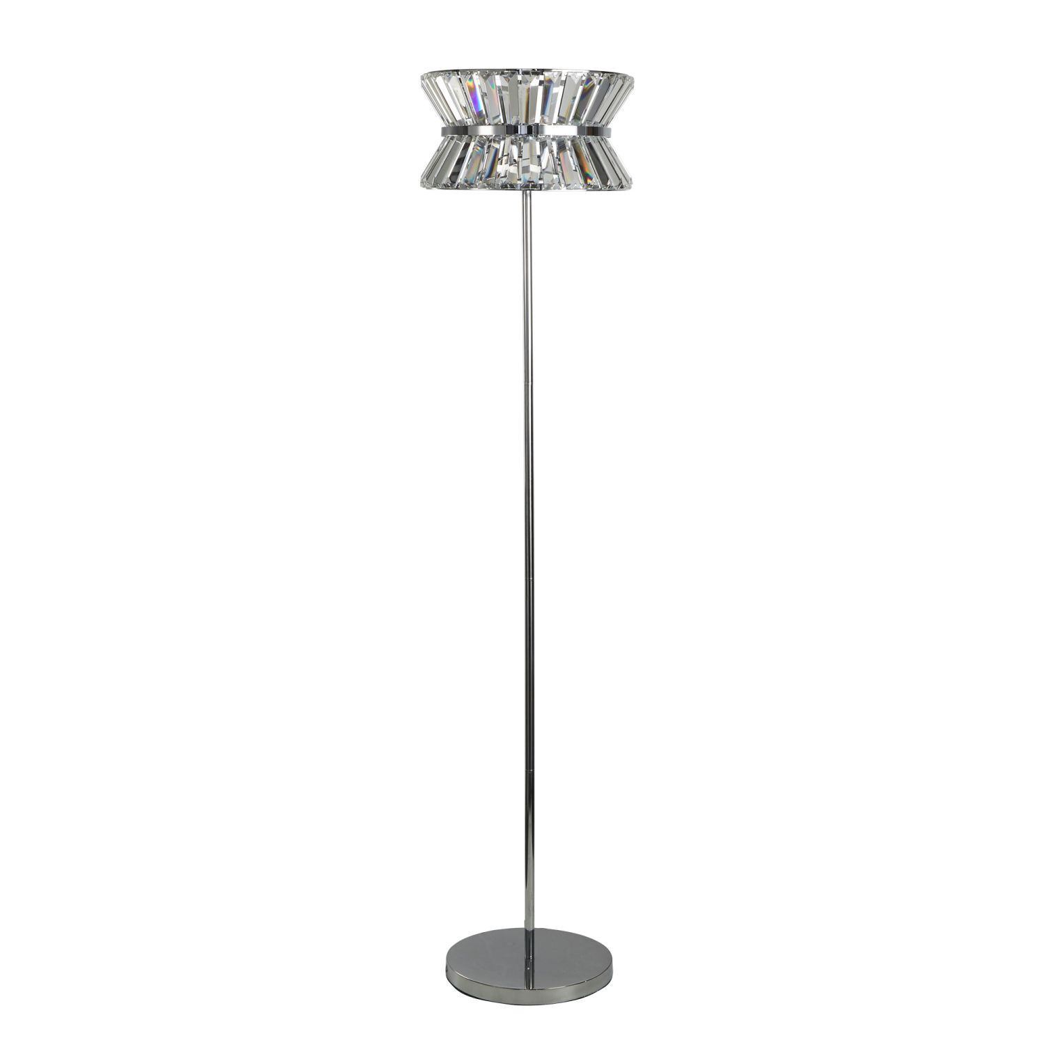 Lampadaire cristal 150 cm petit Art Déco chrome clair