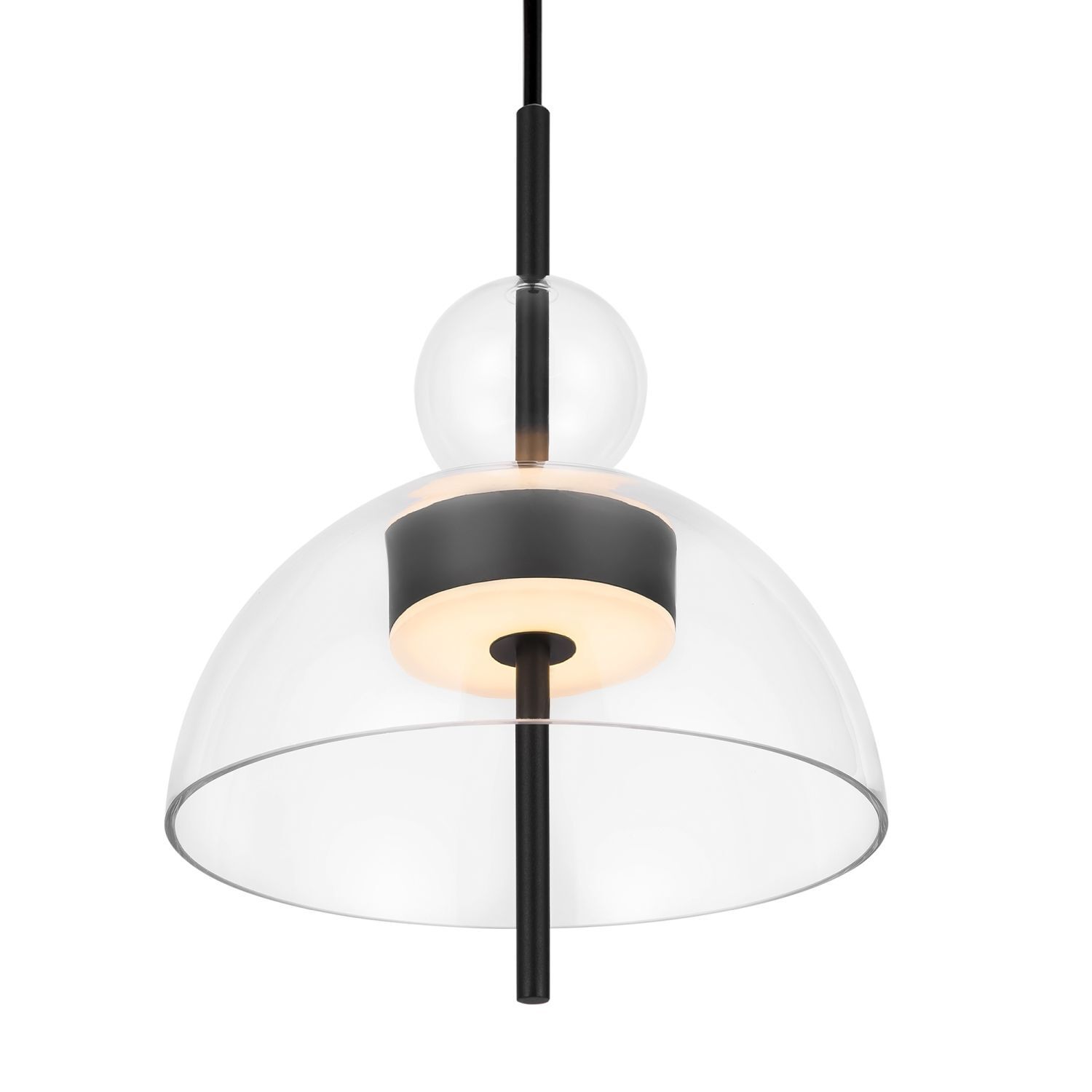Suspension LED Métal Verre H : max. 348 cm Noir