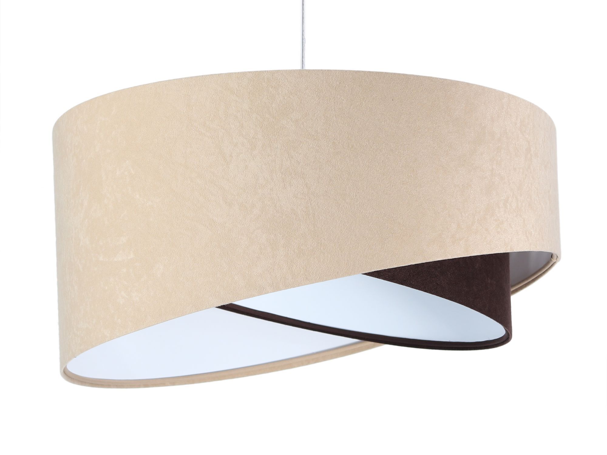 Lampe à suspendre Beige Noir Blanc Tissu rond Lampe