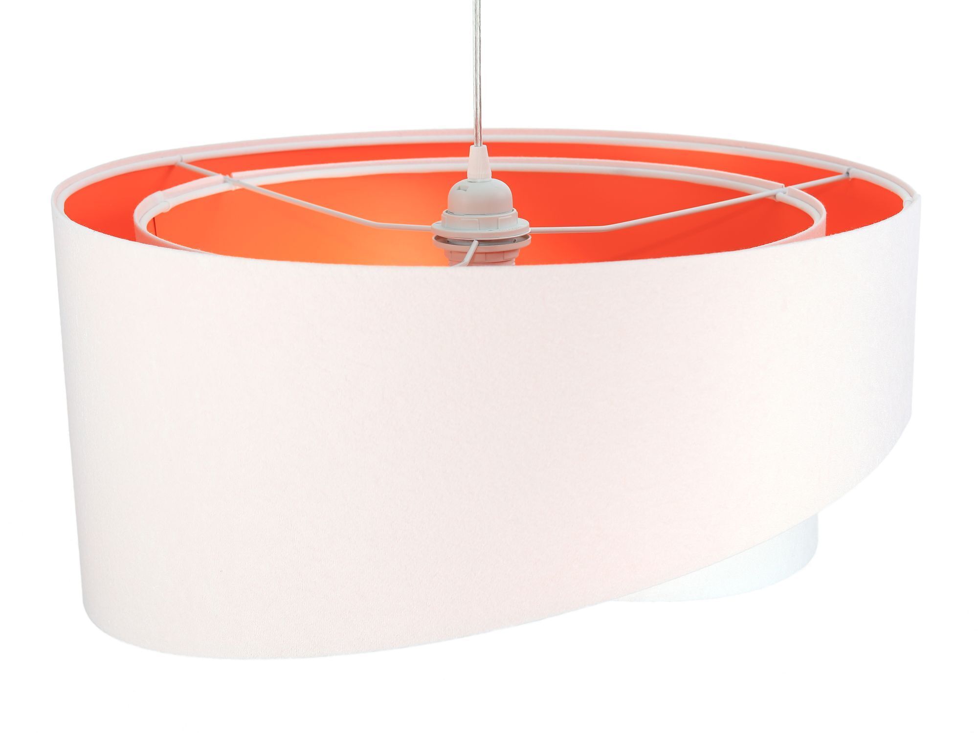 Hängeleuchte rund Groß Weiß Orange Stoff Esstisch Lampe