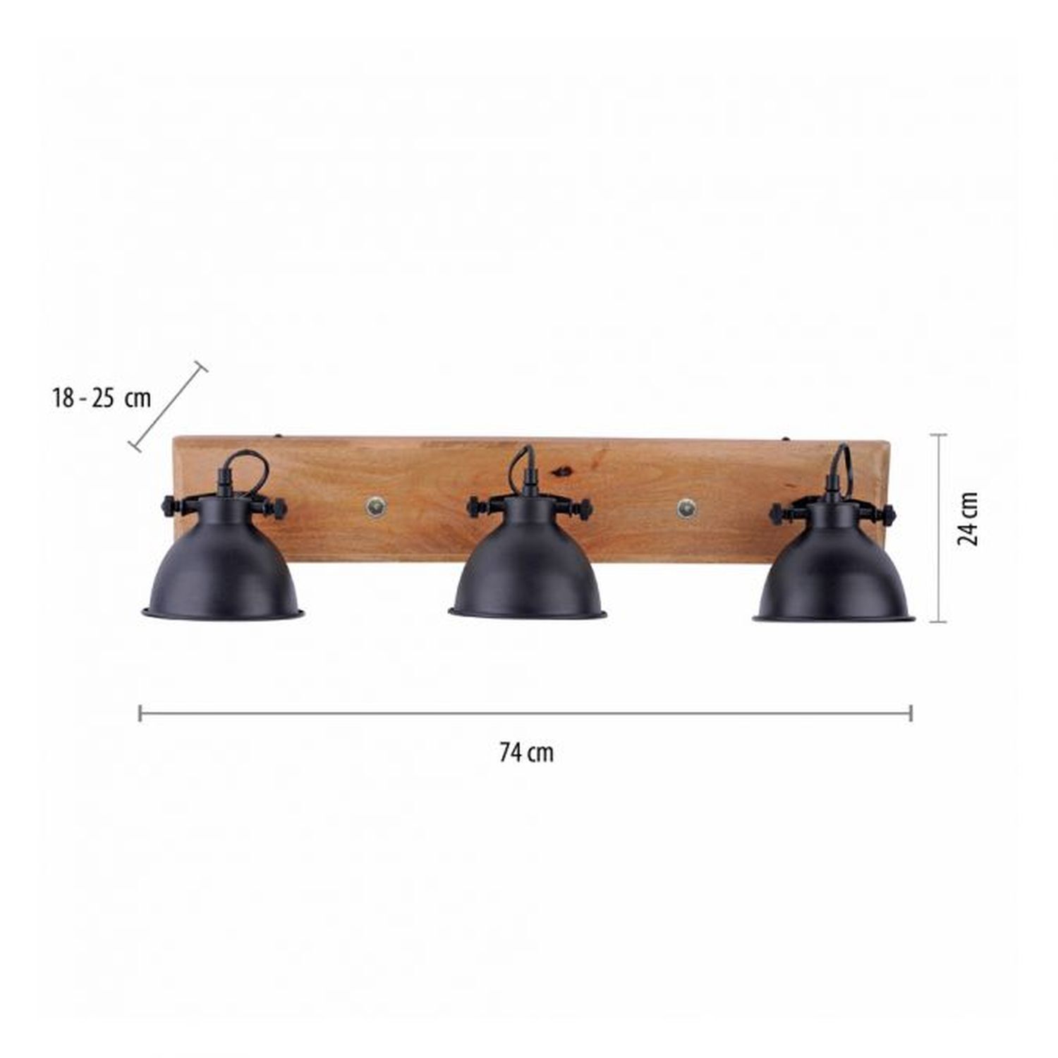 Industrial Deckenspot Holz Metall Schwarz E14 74 cm
