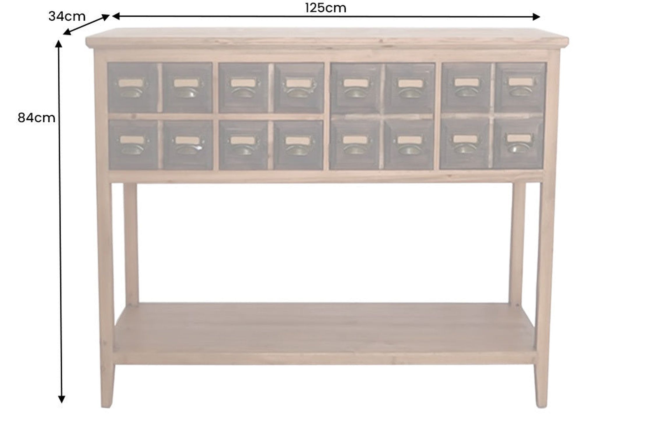 Table console avec tiroir en bois (pin) en brun 125cm