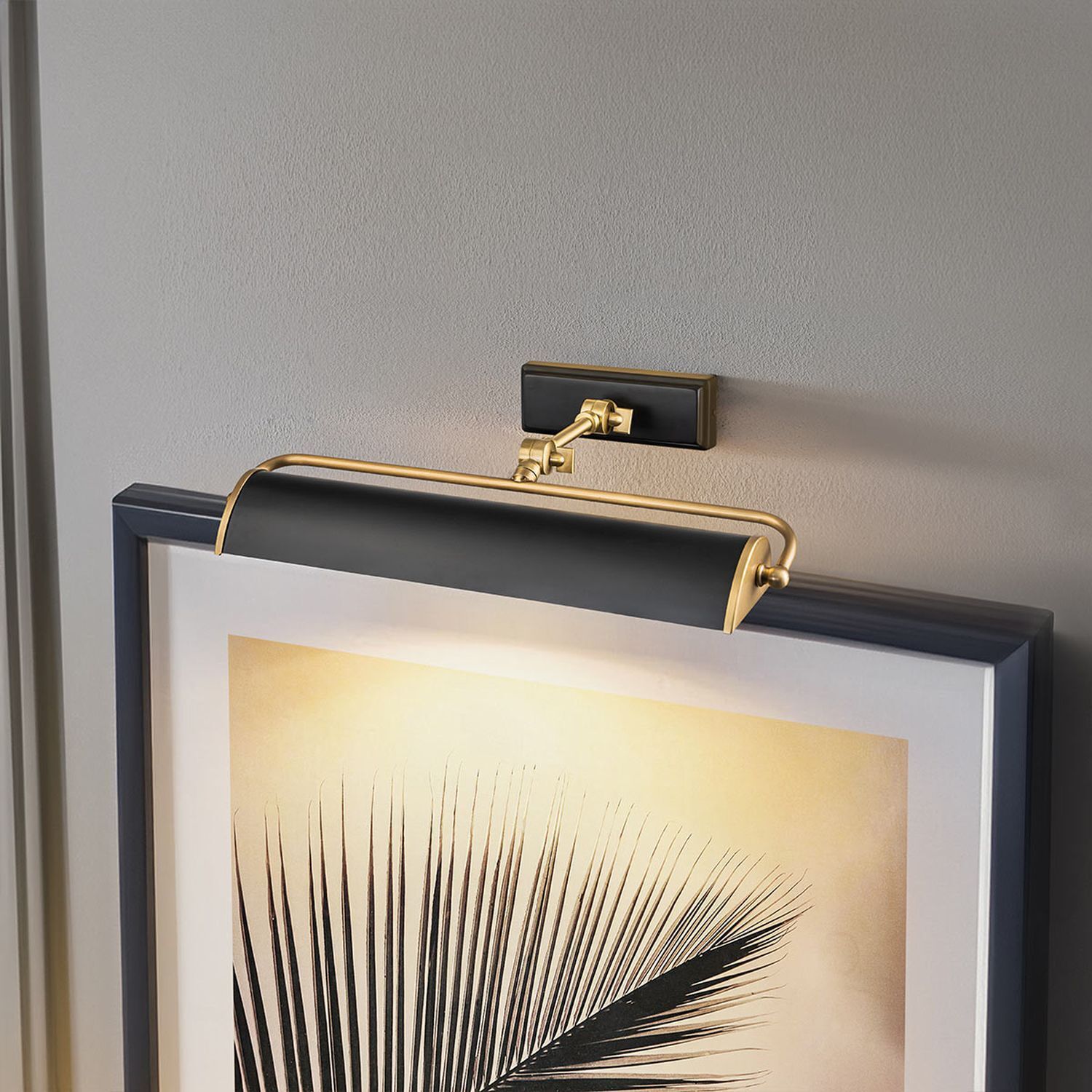 Bilderleuchte Schwarz Messing 44,5 cm Metall verstellbar Fotorahmen