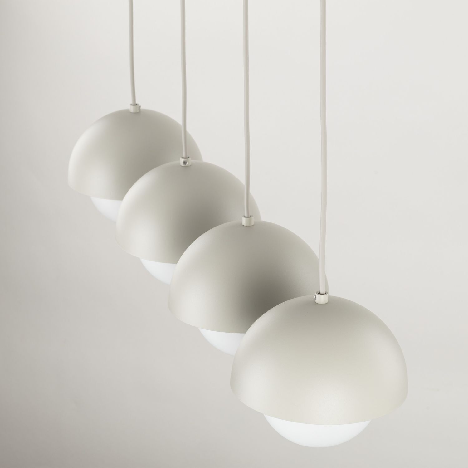 Suspension allongée 80cm beige blanc 4-flamme G9 verre métal Lampe, Kronleuchter