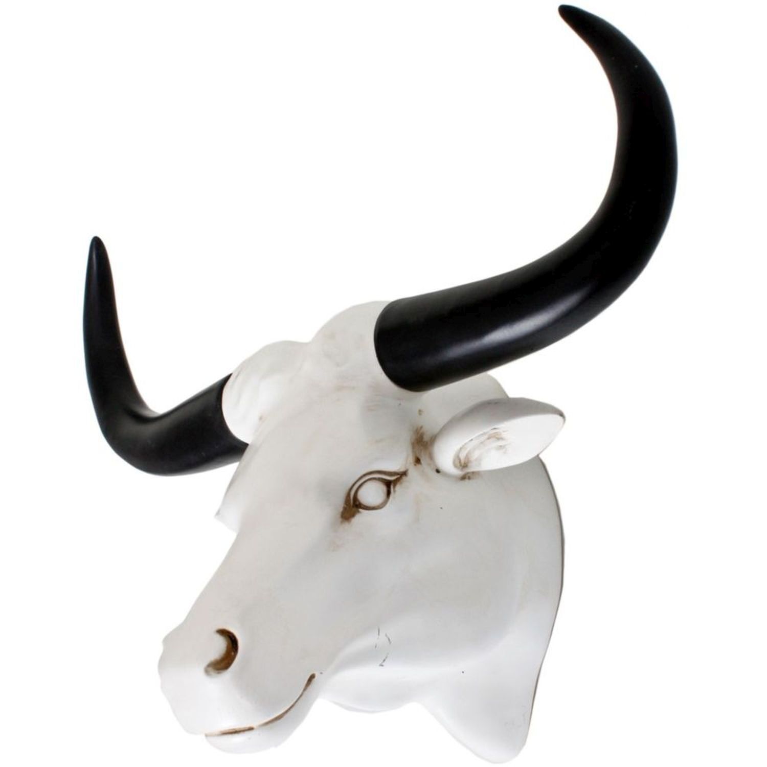 Künstlicher Büffel Schädel Schwarz Weiß B: 53,5cm Jagdtrophäe Tier, Stier, Säugetier, Ochse, Rauchrohr