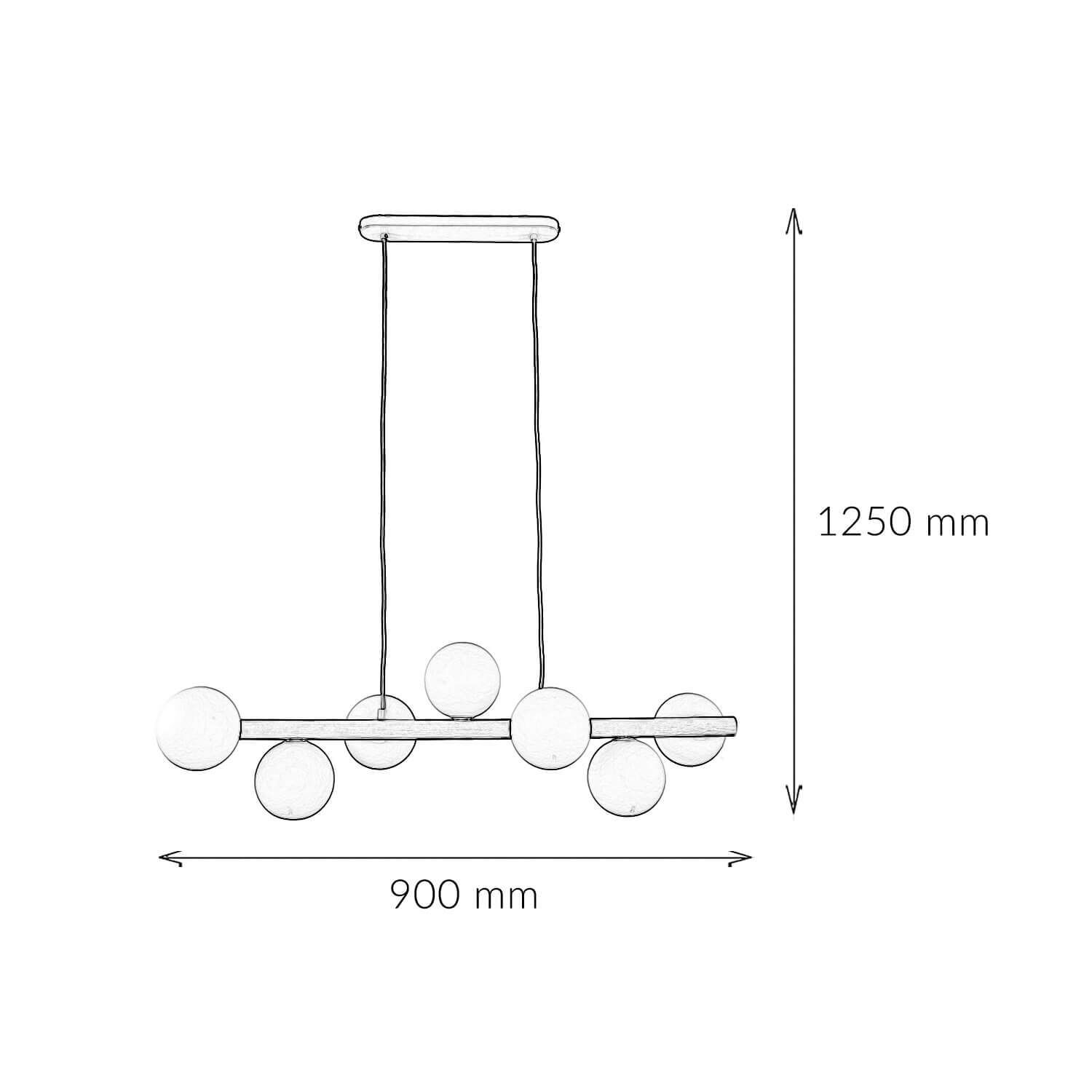 Hängelampe Holz Metall Glas L: 90 cm 7x G9 Modern Diagramm, Handlung