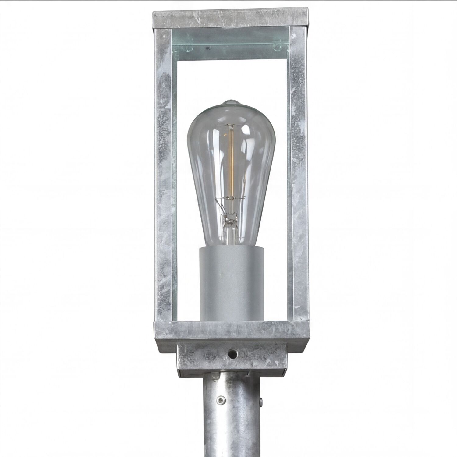 Sockelleuchte Vintage Aluminium in Zink IP44 E27 100 cm Lampenfassung, Glühbirne, Metall, Laternenform, Industriell