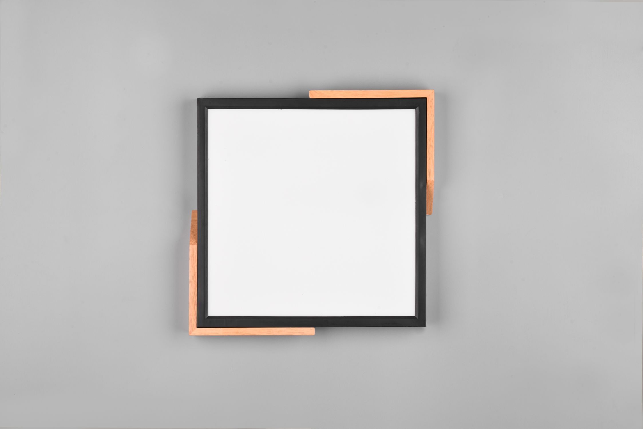 LED Deckenleuchte Holz 2400 lm B:31,5 cm Schwarz Natur Weißes Brett, Spiegel