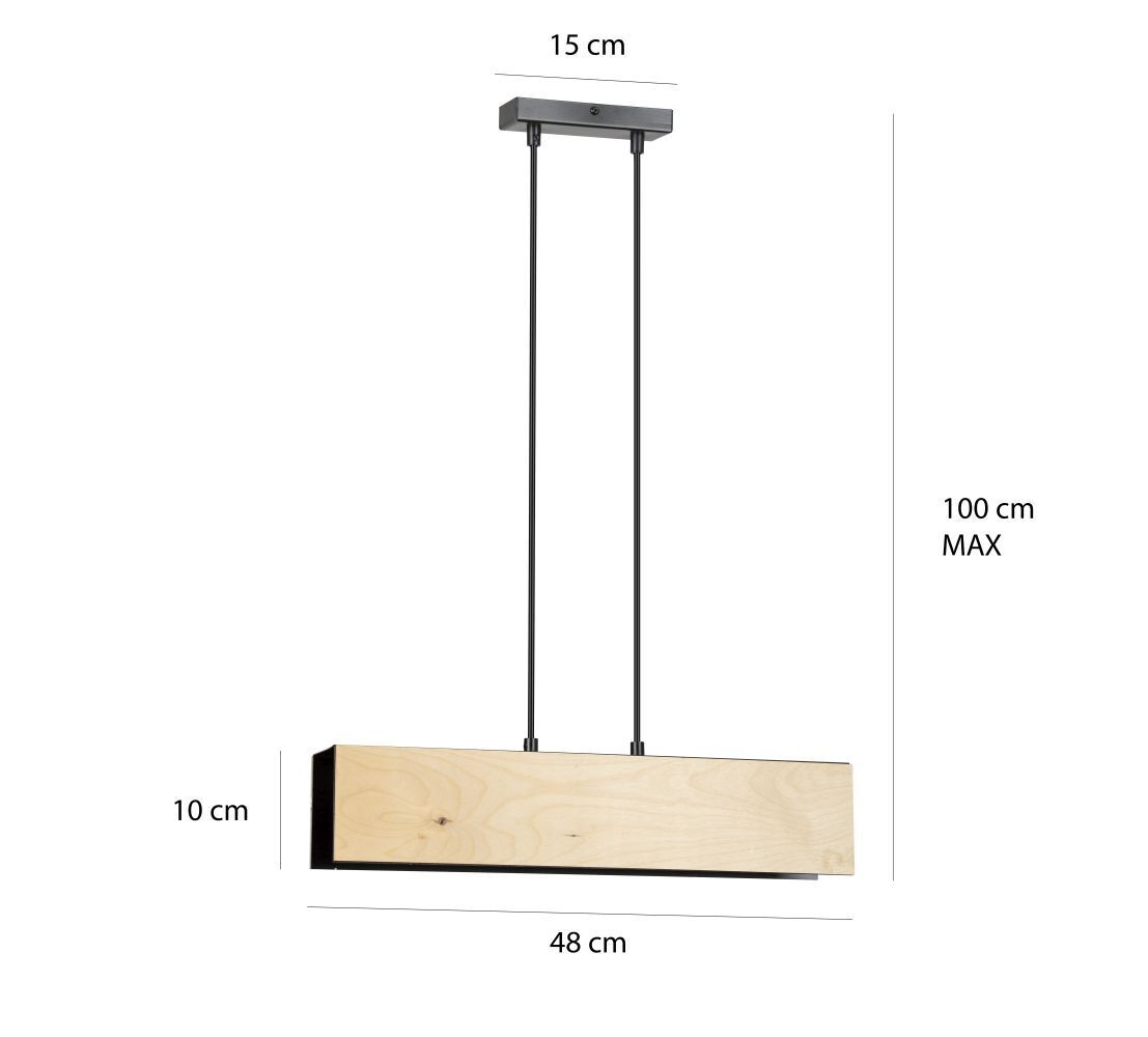 Pendelleuchte Holz Metall verstellbar 2x E27 Natur