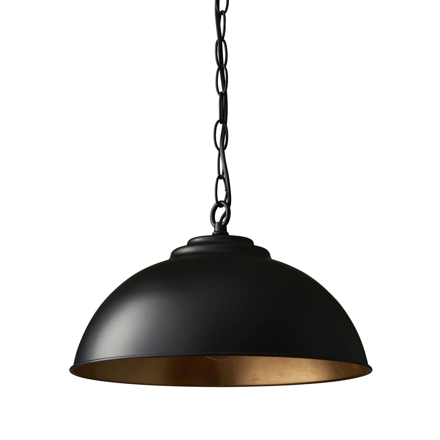 Lampe à suspendre métal D : 34,5 cm en noir or design rétro E27